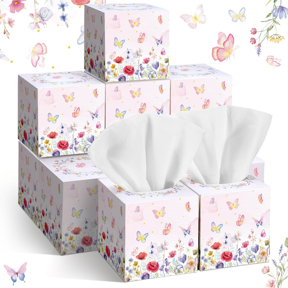 Fourluoo 12 Pack Fruit Facial Tissues Cube Face Boxes 600 Sheets 3 Ply