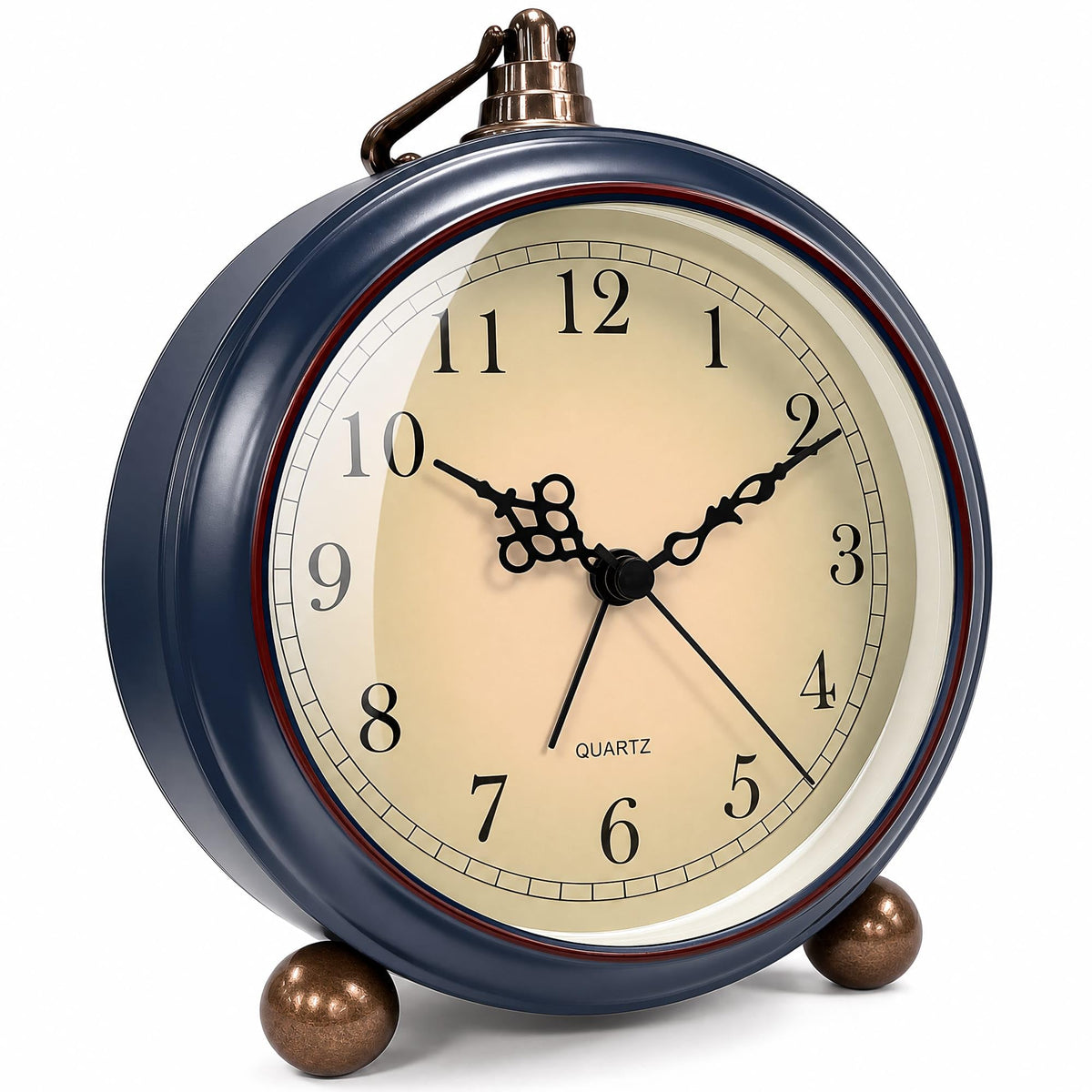 TooTa Vintage Retro Analog Alarm Clock, 4.5 inch Super Silent Non Ticking Small Clock with Night Light, Battery Operated, Simply Design, for Living Room, Bedroom, Bedside, Desk, Gift Clock (Arabic)