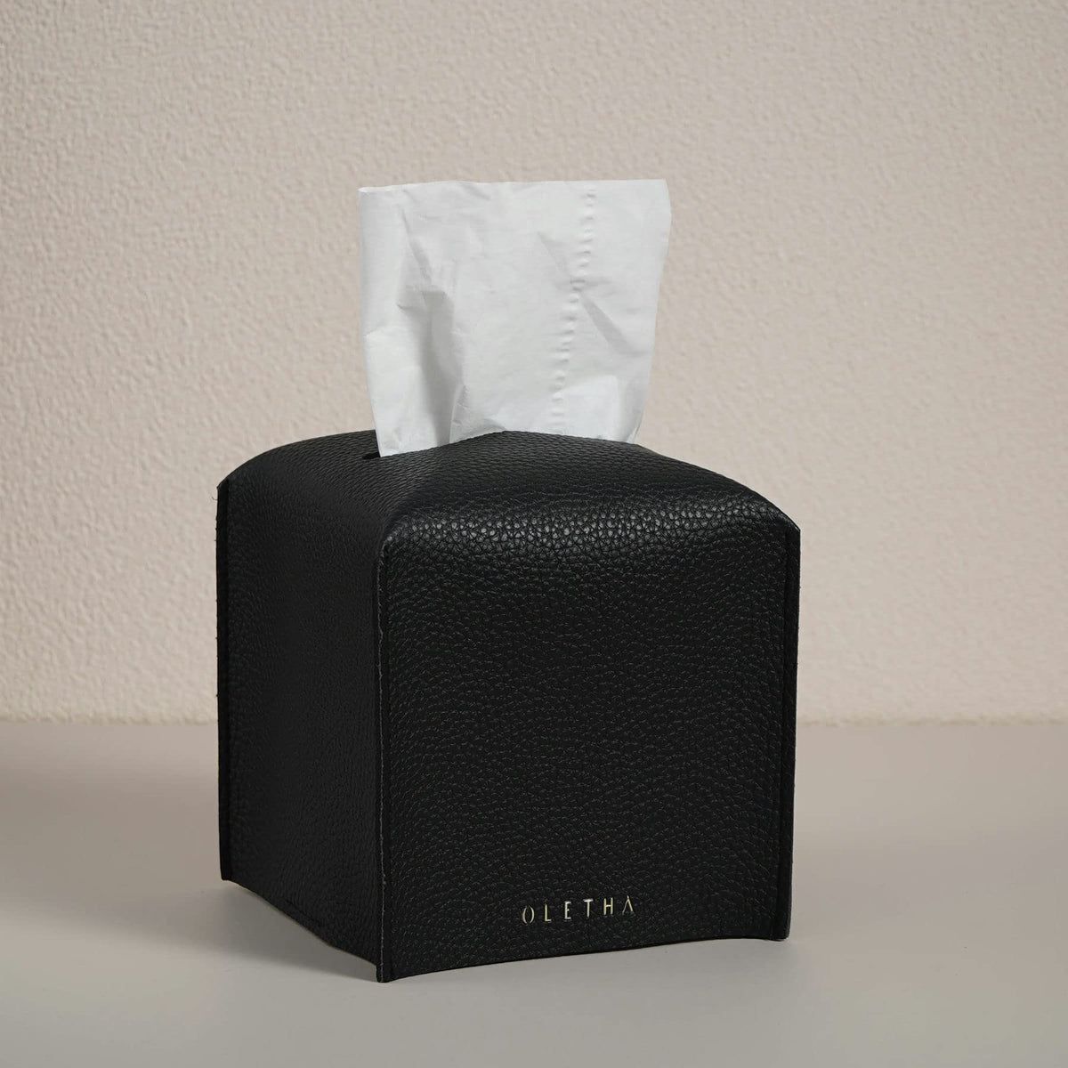 OLETHA Square Tissue Box Cover, Aesthetic Desk Decor, White
