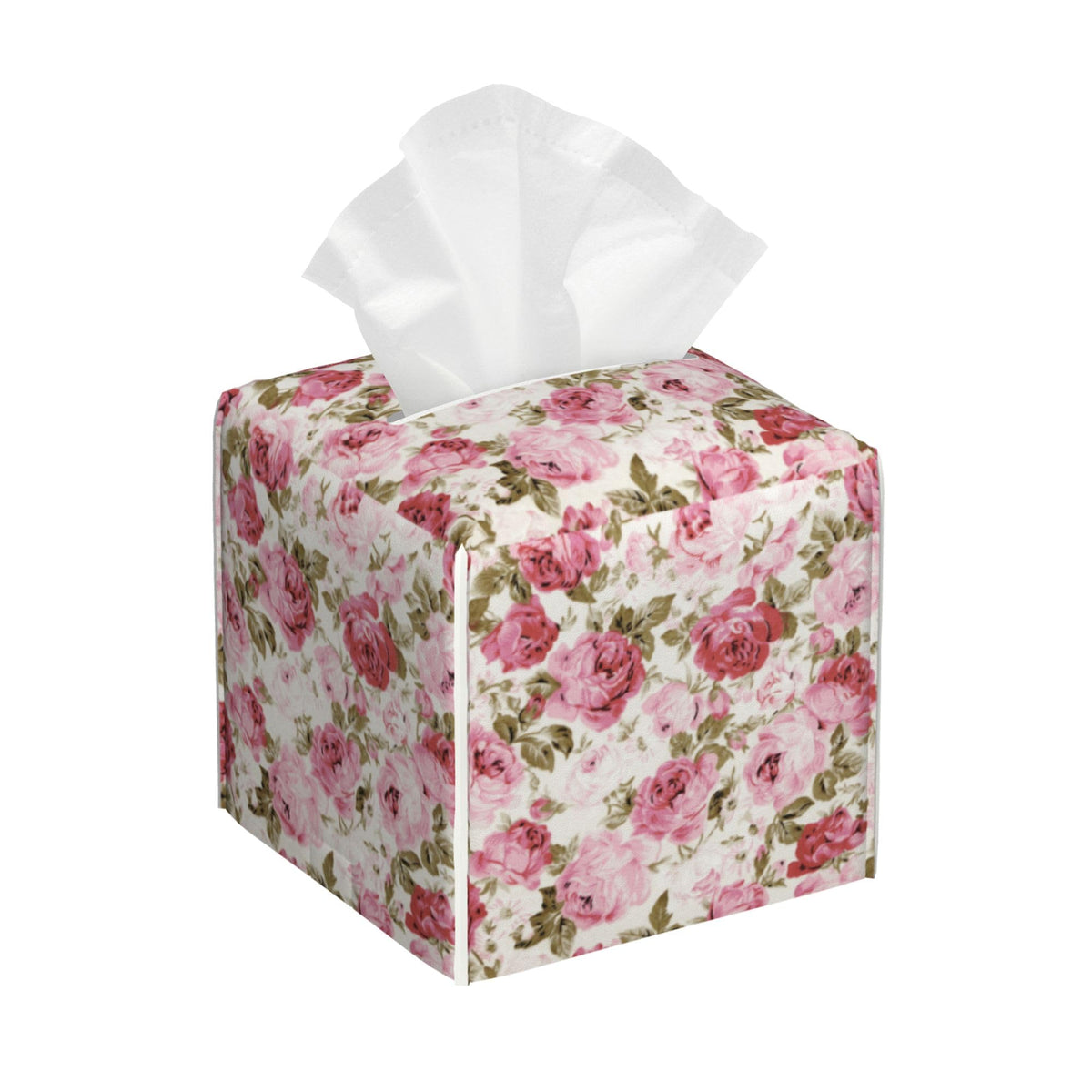 Eucalyptus Leaves and Flowers Tissue Box Cover Square,Watercolor Green Leaves Branches Tissue Box Holder Waterproof Leather Facial Paper Organizer Dispenser for Bathroom Home Car Nightstand Vanity