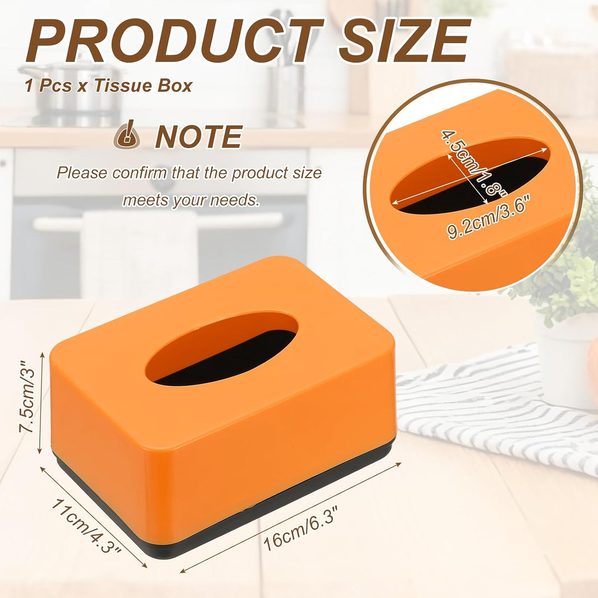 uxcell Tissue Box Cover, Plastic Rectangle Modern Facial Tissue Box Holder Desktop Napkin Organizer Container for Living Room Bedroom Office Hotel Desk Car, Orange