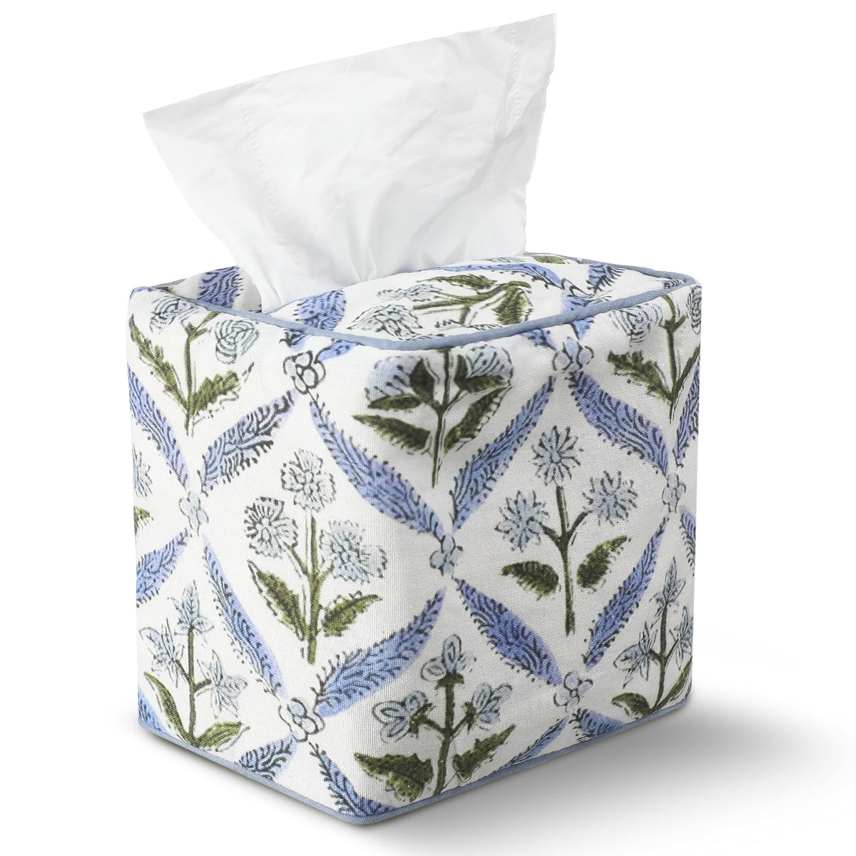 Mimorou Fabric Tissue Box Cover Floral Print Tissue Box, Blue