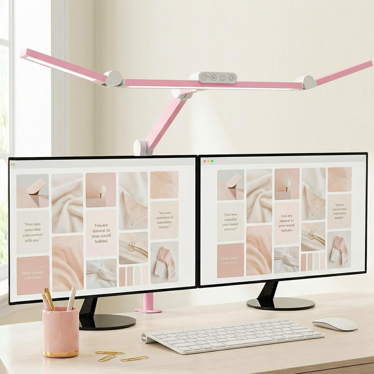 Micomlan Led Desk Lamp with Clamp, Architect Desk Lamp for Home Office with Atmosphere Lighting, 24W Ultra Bright Auto Dimming Computer Light Stepless Dimming and Tempering LED Table Light