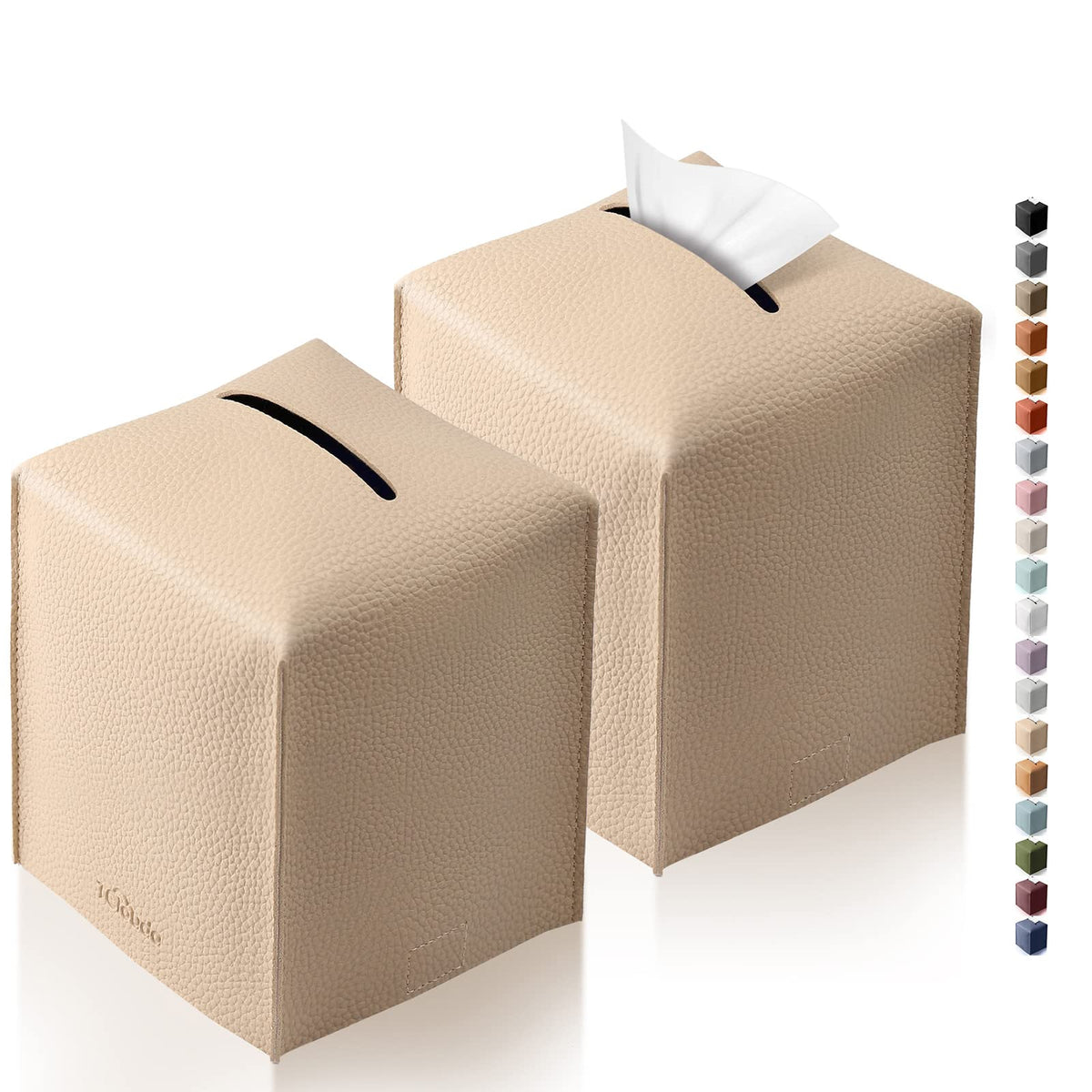 Tissue Box Cover for PU Leather, Modern Simple Solid Color Holder Square Tissue Bag, Ideal for Bathrooms,Office,Car,Outdoor Tent,Dining Table,5"X5"X5", Single Cocoa Brown