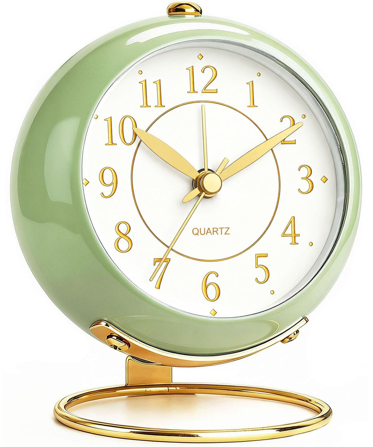 Analog Alarm Clock, Retro Small Desk Clock with Night Light, Backlight Cute Simple Design, Silent Non-Ticking, Battery Powered, for Bedroom,Travel,Kitchen,Bedside Desktop Decor