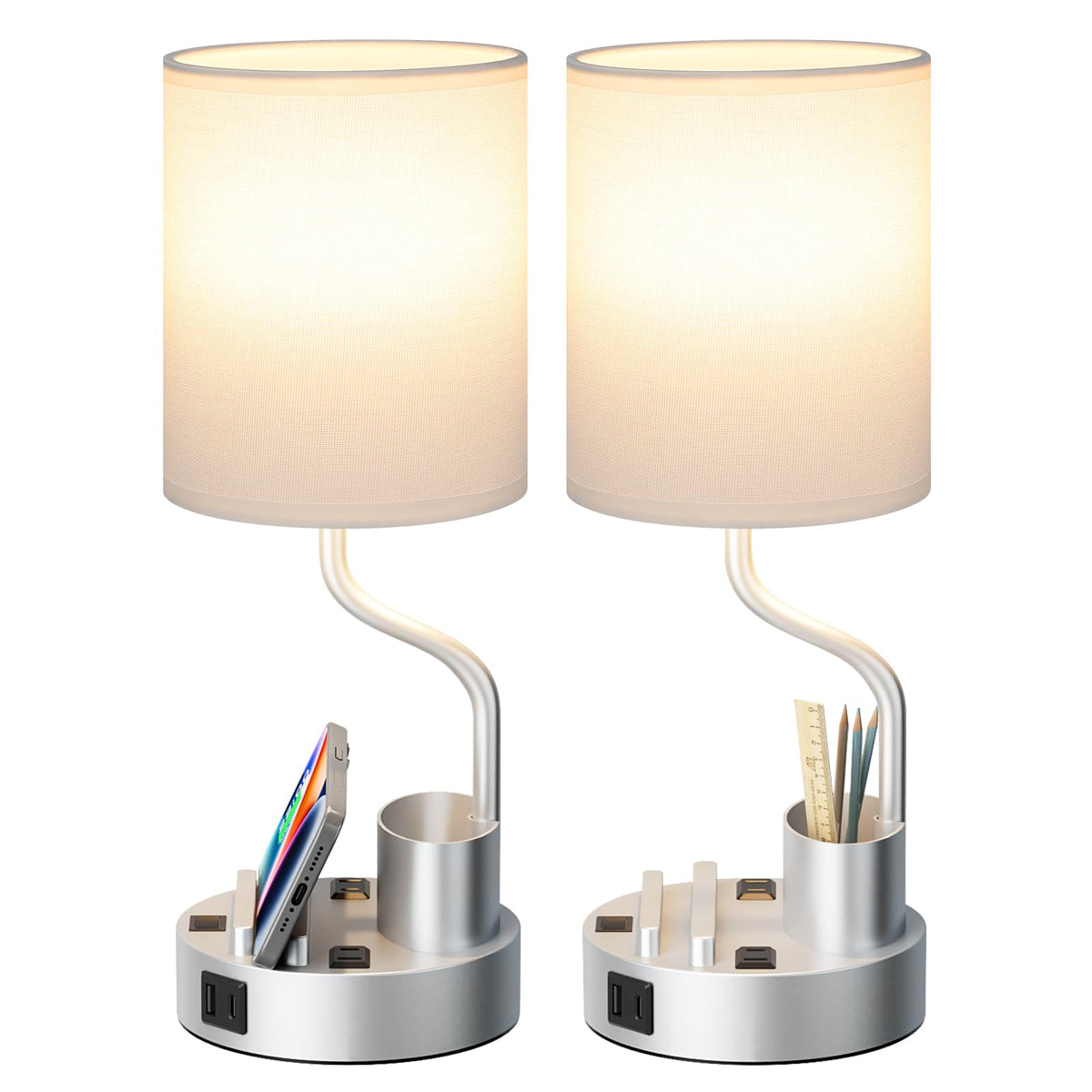 Fenmzee Bedside Lamps for Bedroom Set of 2 - Table Desk Lamp for Nightstand