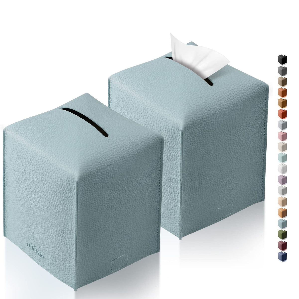 Tissue Box Cover for PU Leather, Modern Simple Solid Color Holder Square Tissue Bag, Ideal for Bathrooms,Office,Car,Outdoor Tent,Dining Table,5"X5"X5", Single Cocoa Brown