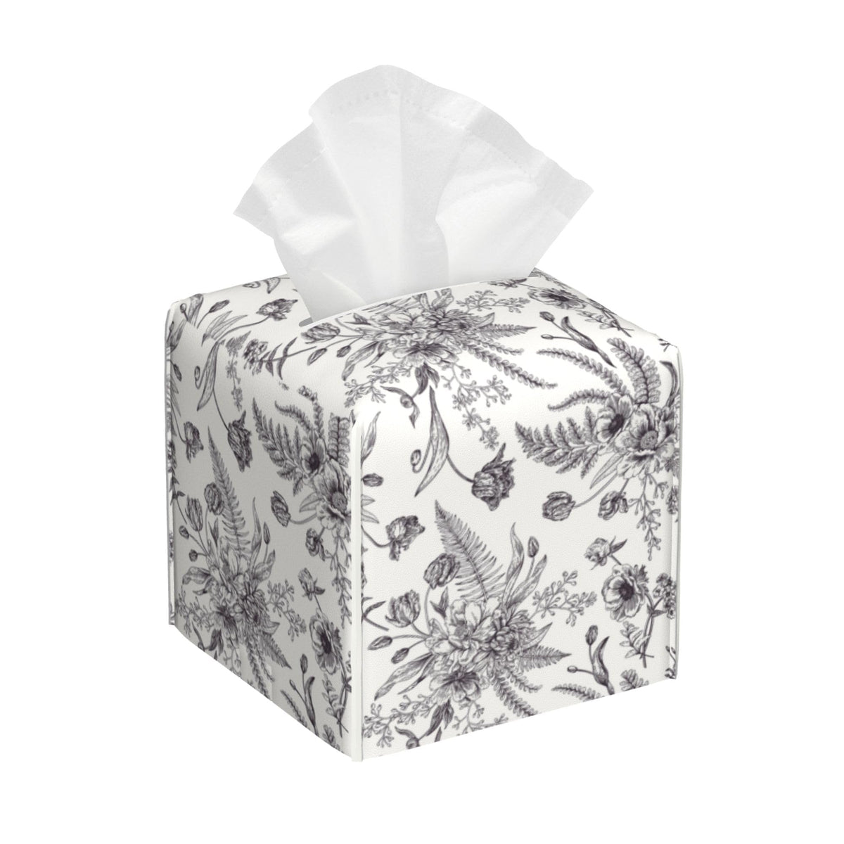 Eucalyptus Leaves and Flowers Tissue Box Cover Square,Watercolor Green Leaves Branches Tissue Box Holder Waterproof Leather Facial Paper Organizer Dispenser for Bathroom Home Car Nightstand Vanity