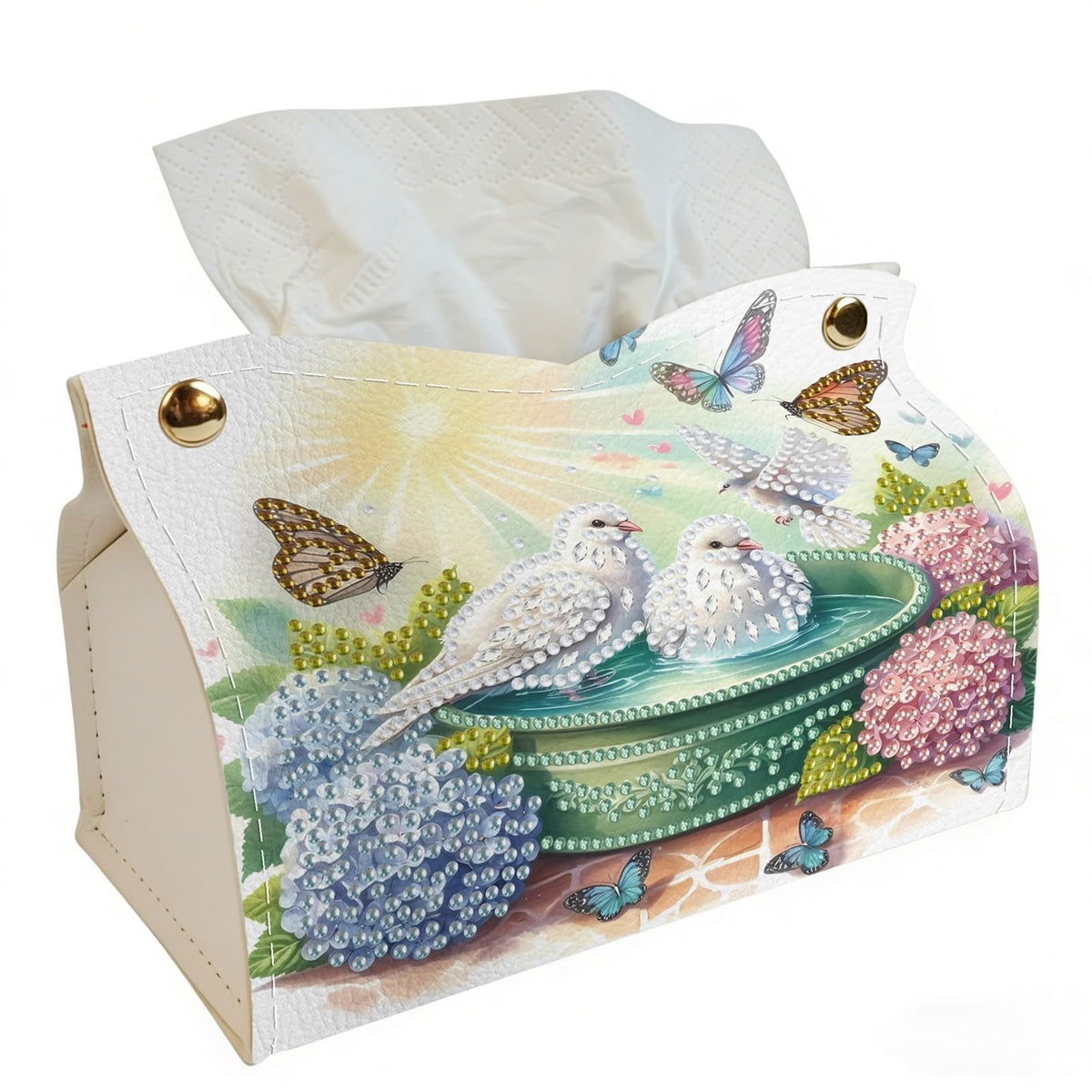DoxQcs DIY Diamond Art Painting PU Leather Tissue Box Cover Holder