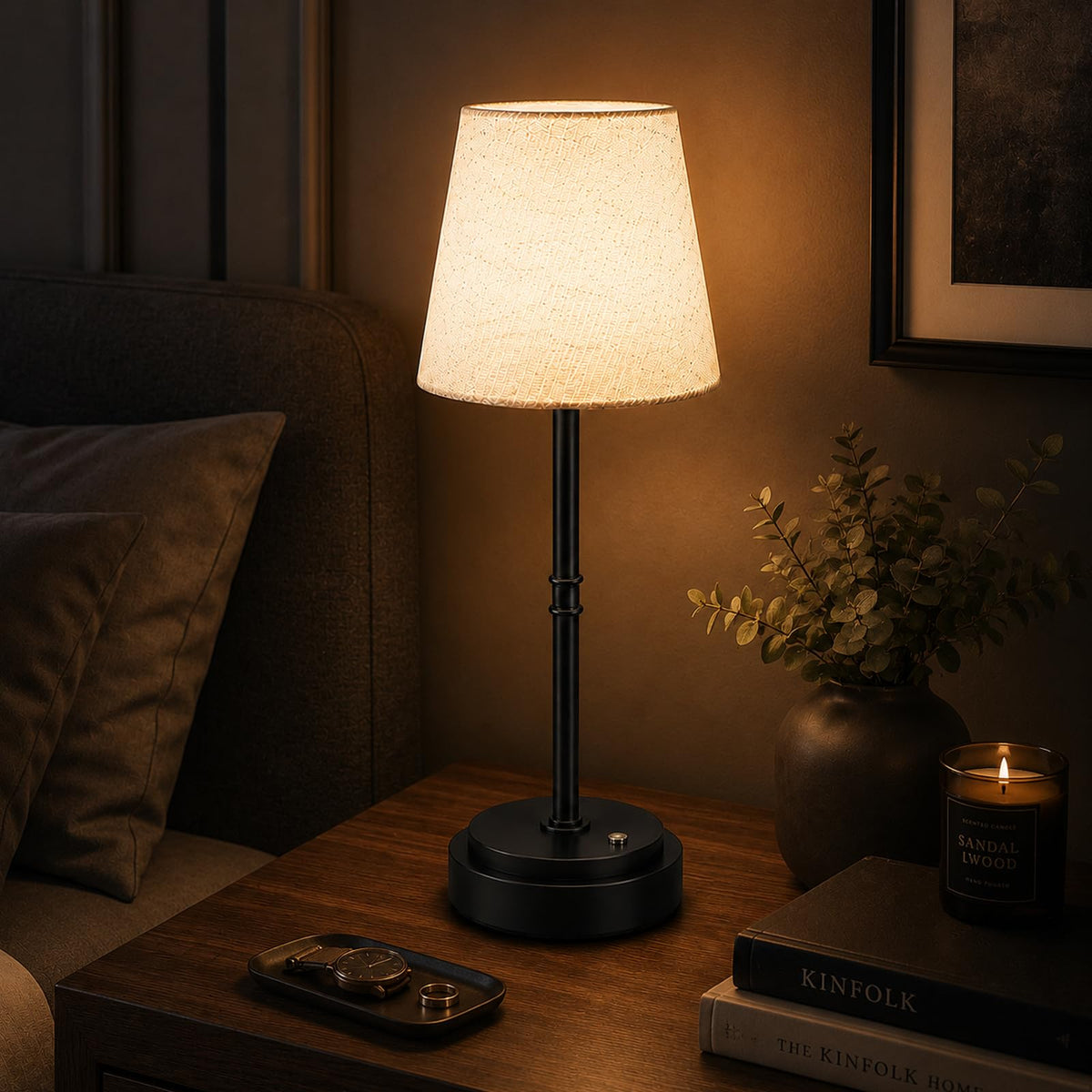 Rechargeable Cordless Table Lamp, Nightstand to End Table,Gold,1 Pack