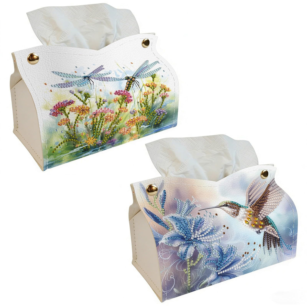 DoxQcs DIY Diamond Art Painting PU Leather Tissue Box Cover Holder