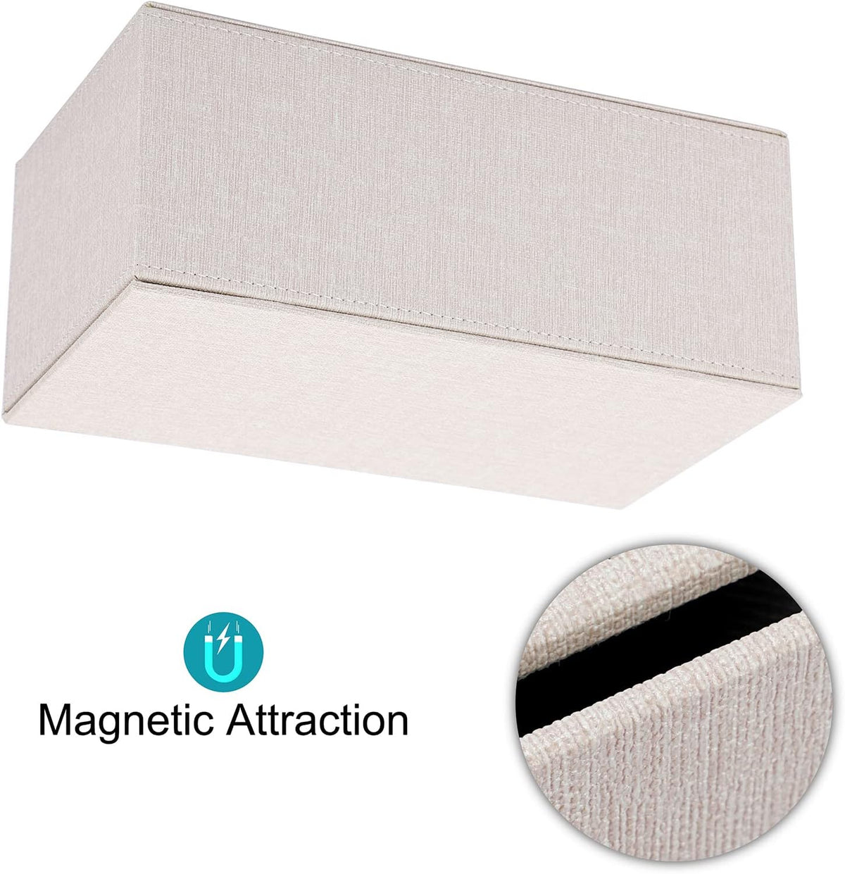 Sumnacon Tissue Box Cover Rectangle Linen Tissue Box Holder，Magnetic Bottom
