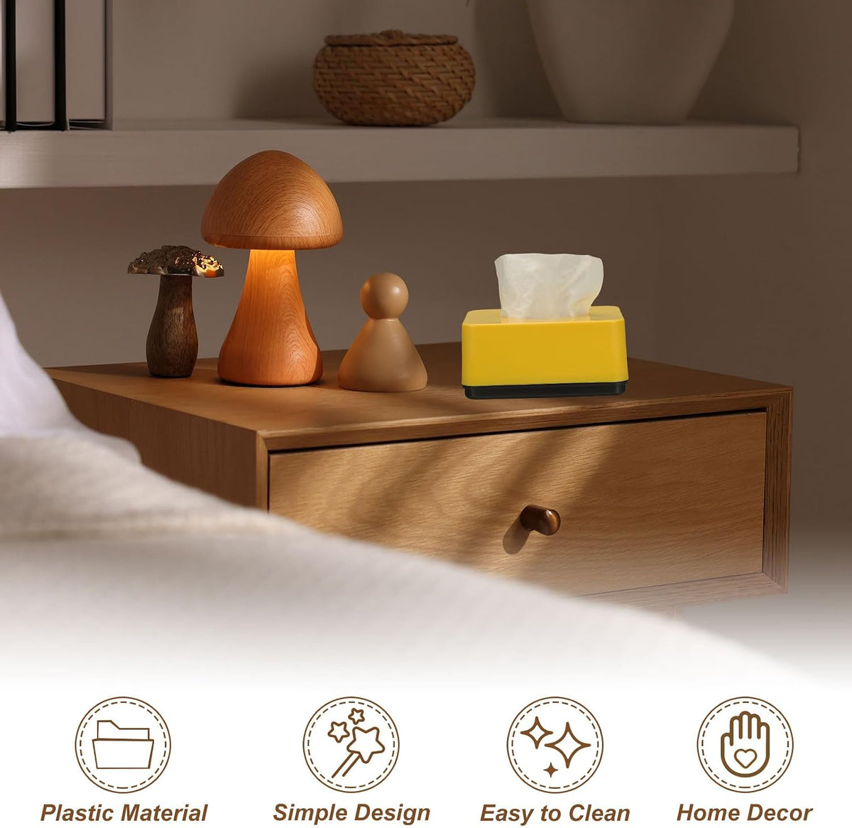 uxcell Tissue Box Cover, Plastic Rectangle Modern Facial Tissue Box Holder Desktop Napkin Organizer Container for Living Room Bedroom Office Hotel Desk Car, Orange