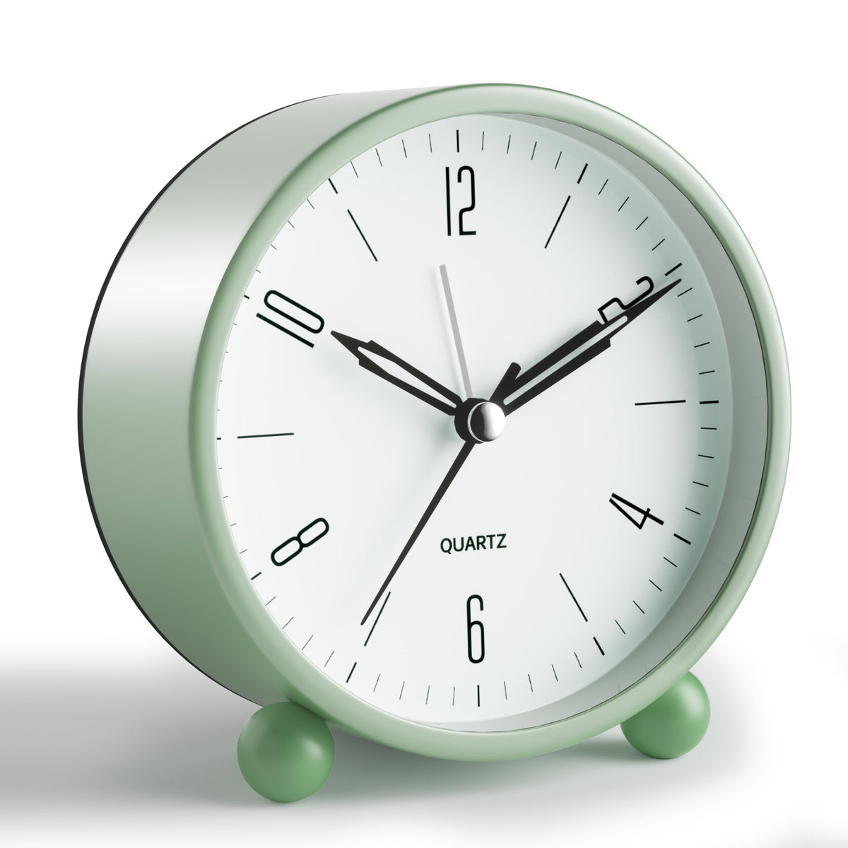 JALL Analog Alarm Clock, 4 inch Super Silent Non Ticking Small Clock with Night Light, Battery Operated, Simple Design, Old Fashioned Style Ideal Decor, for Bedroom, Bedside, Desk, Adult, Gift, Green