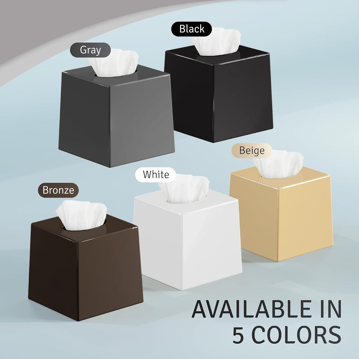 2 Pack White Tissue Box Cover – Square Tissue Box Holder for White Bathroom Accessories Countertop, Decorative Tissue Cover and Square Cube Holder for Modern Home, Office or Dresser Décor
