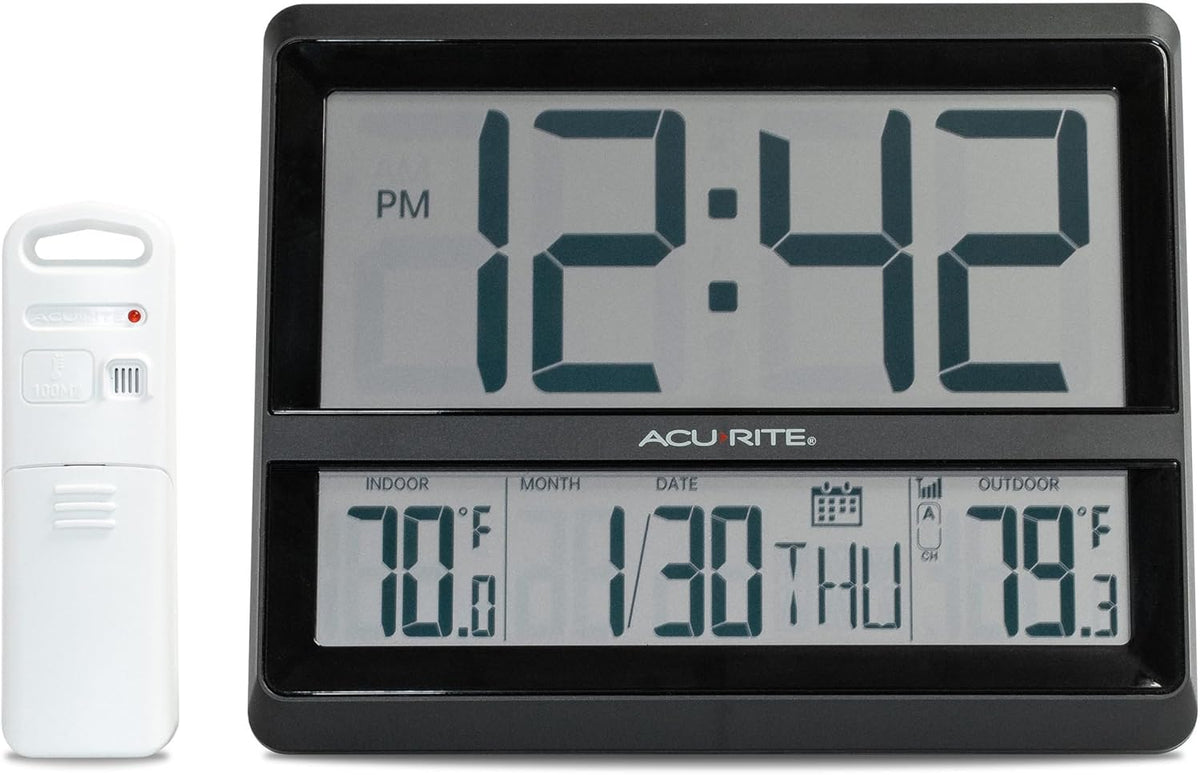 AcuRite (75102M 9.5" Large Digital Clock with Intelli-Time Technology