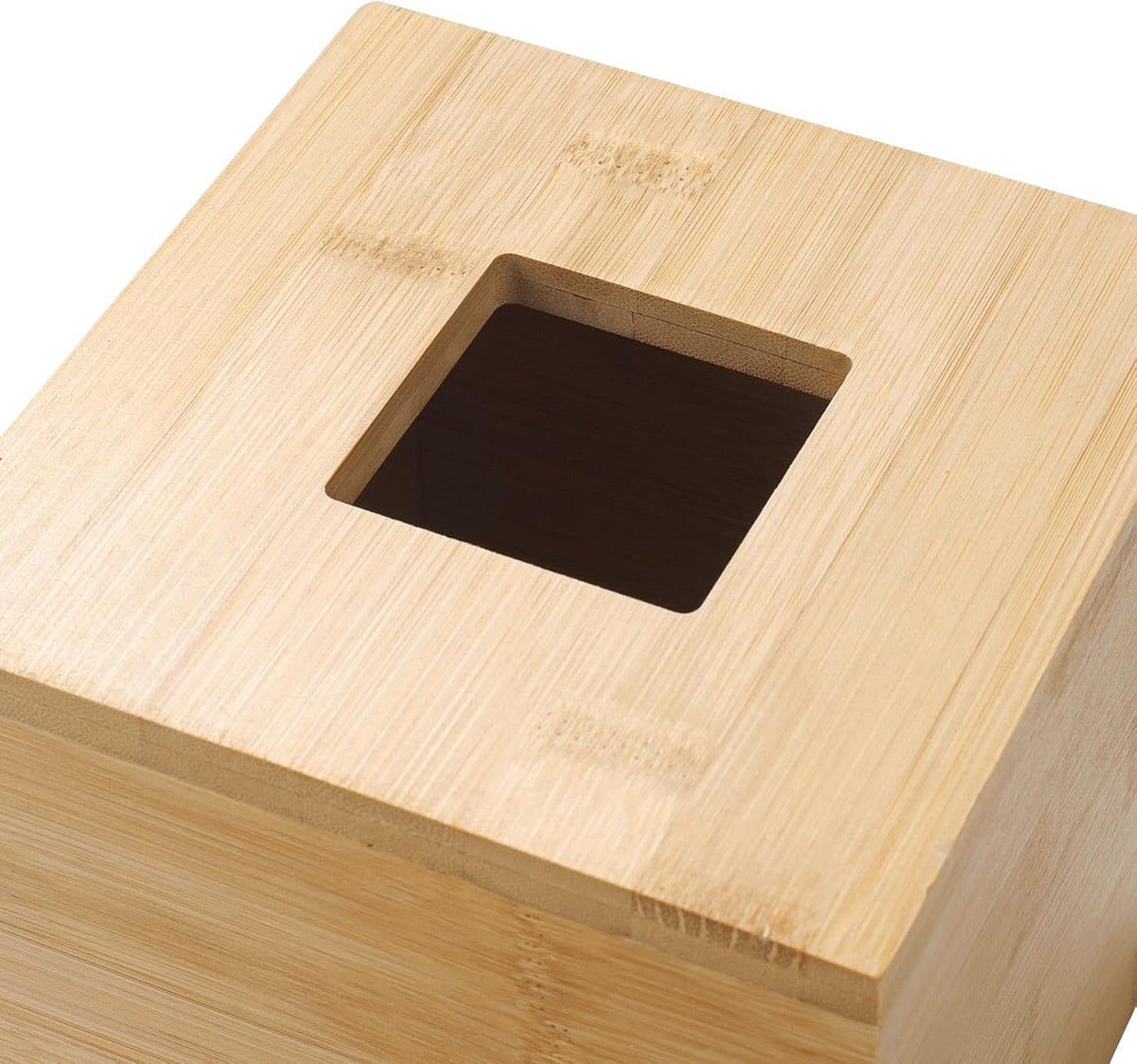 Bamboo Tissue Box Cover, Square Wood Tissue Box Holder, Wooden Facial Paper Holder for Bathroom, Bedroom, Dinner Table, Office (Square - 1 Pack)