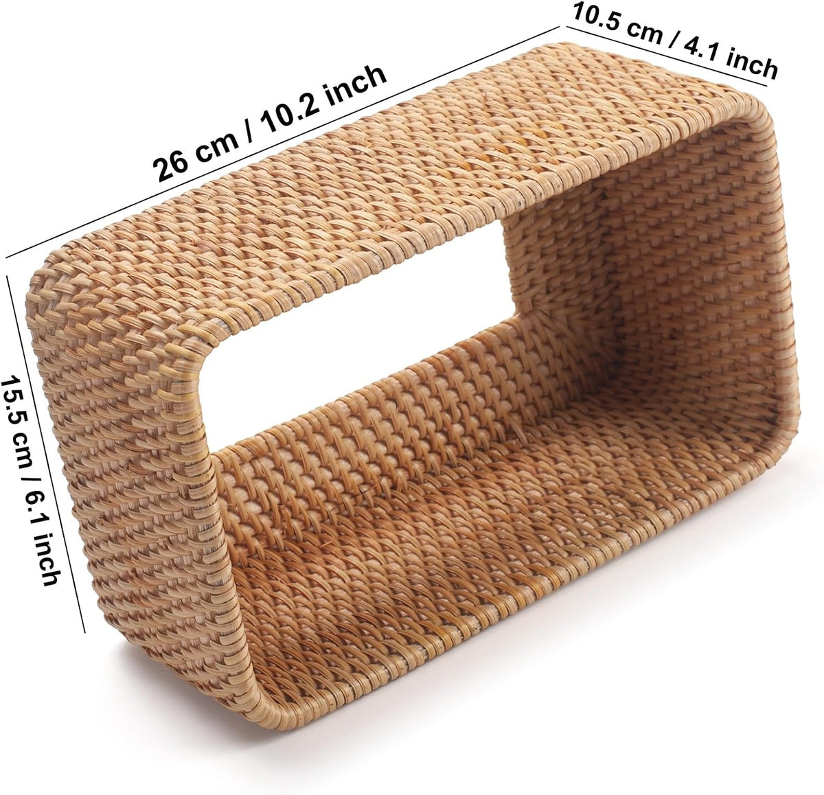 Rattan Tissue Box Cover, Rectangular Wicker Tissue Box Holder, Decorative Woven Facial Tissue Holder for Bathroom, Kitchen, Living Room, Bedroom (Natural, 10.2 x 6.1 x 4.1 inch)