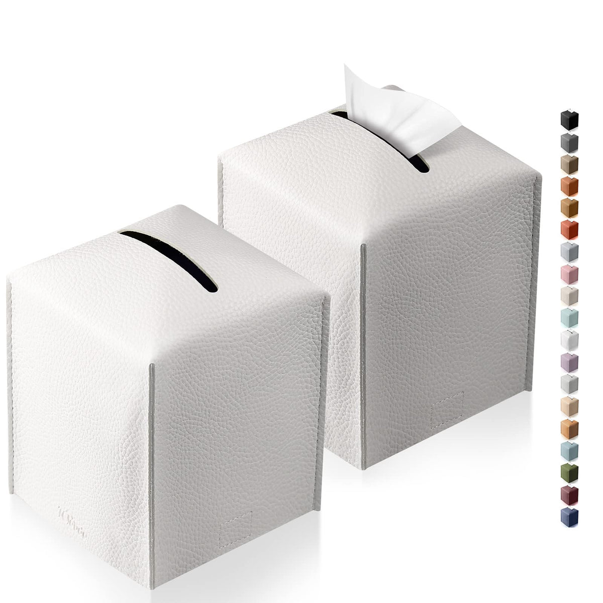 Tissue Box Cover for PU Leather, Modern Simple Solid Color Holder Square Tissue Bag, Ideal for Bathrooms,Office,Car,Outdoor Tent,Dining Table,5"X5"X5", Single Cocoa Brown
