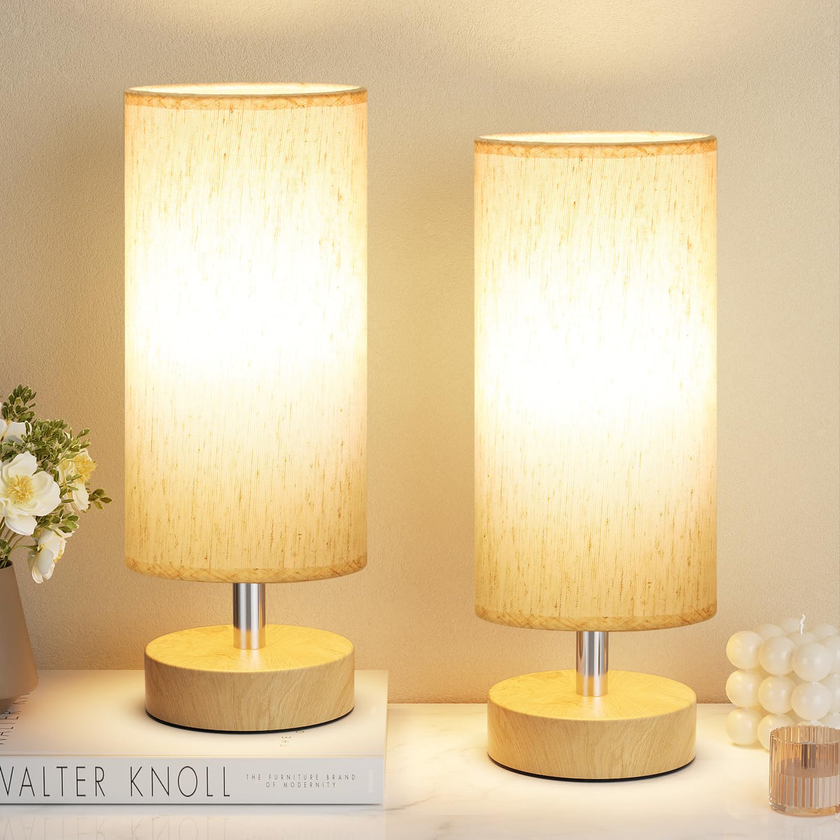 PartageiZ Small Table Lamp for Bedroom - Bedside Lamps for Night Stands