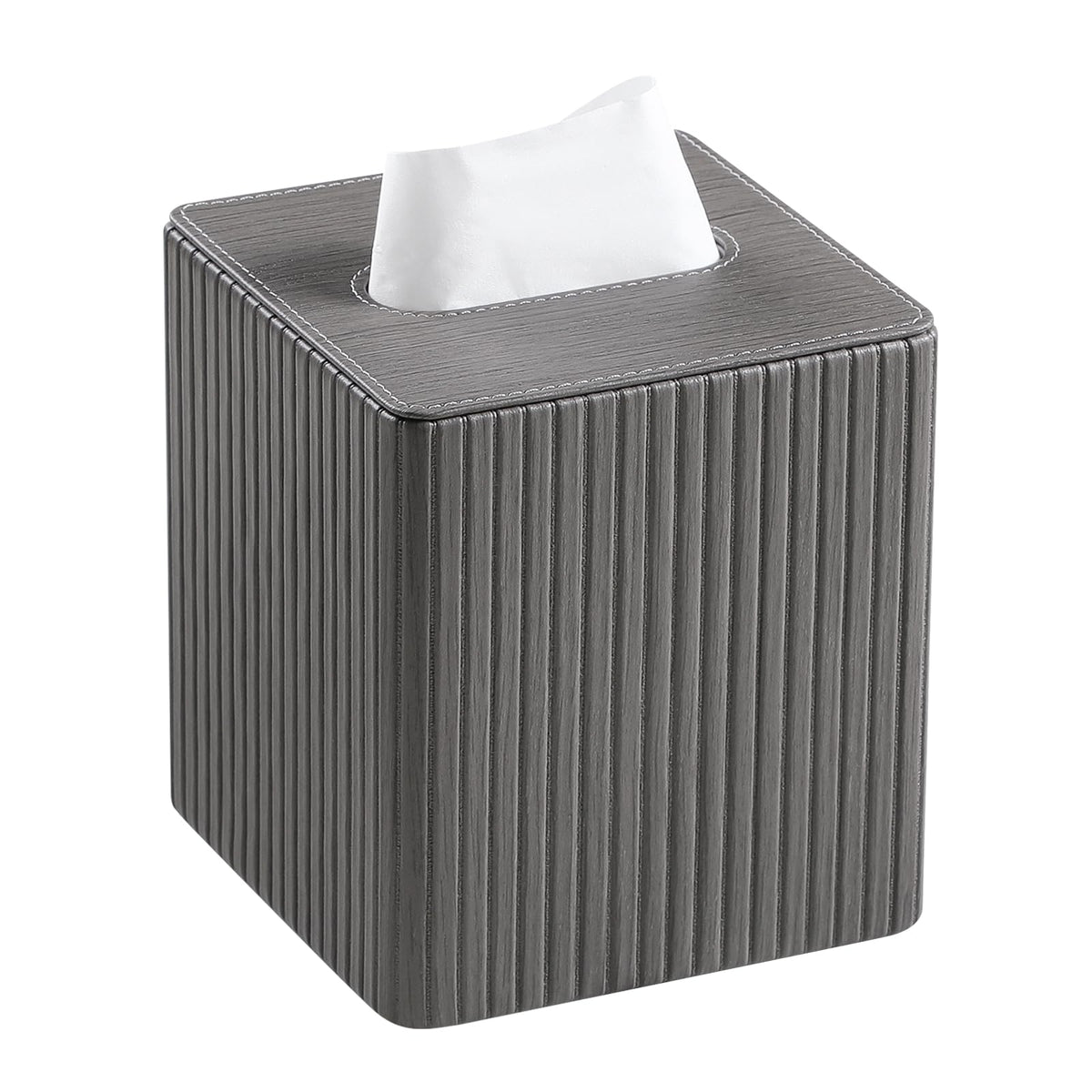 PU Leather Tissue Box Cover, Square Tissue Holder (Olive Green)