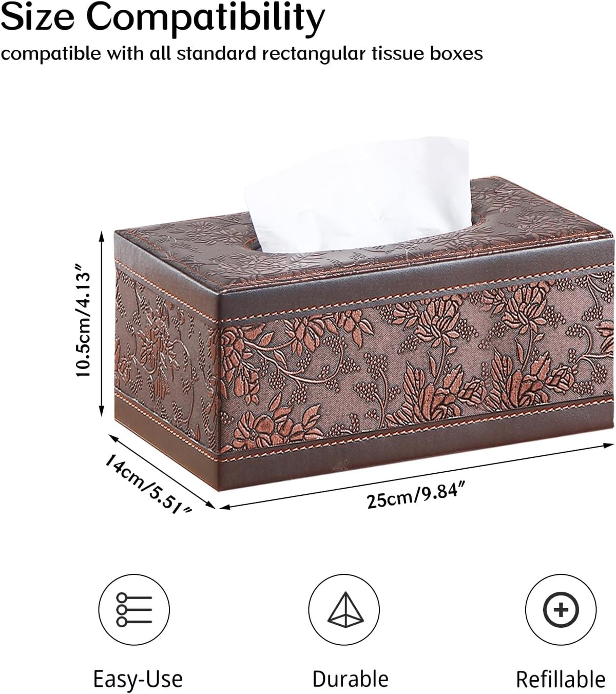 Retro Tissue Box Cover Rectangle,Aesthetic Facial Tissue Cube Box Holder