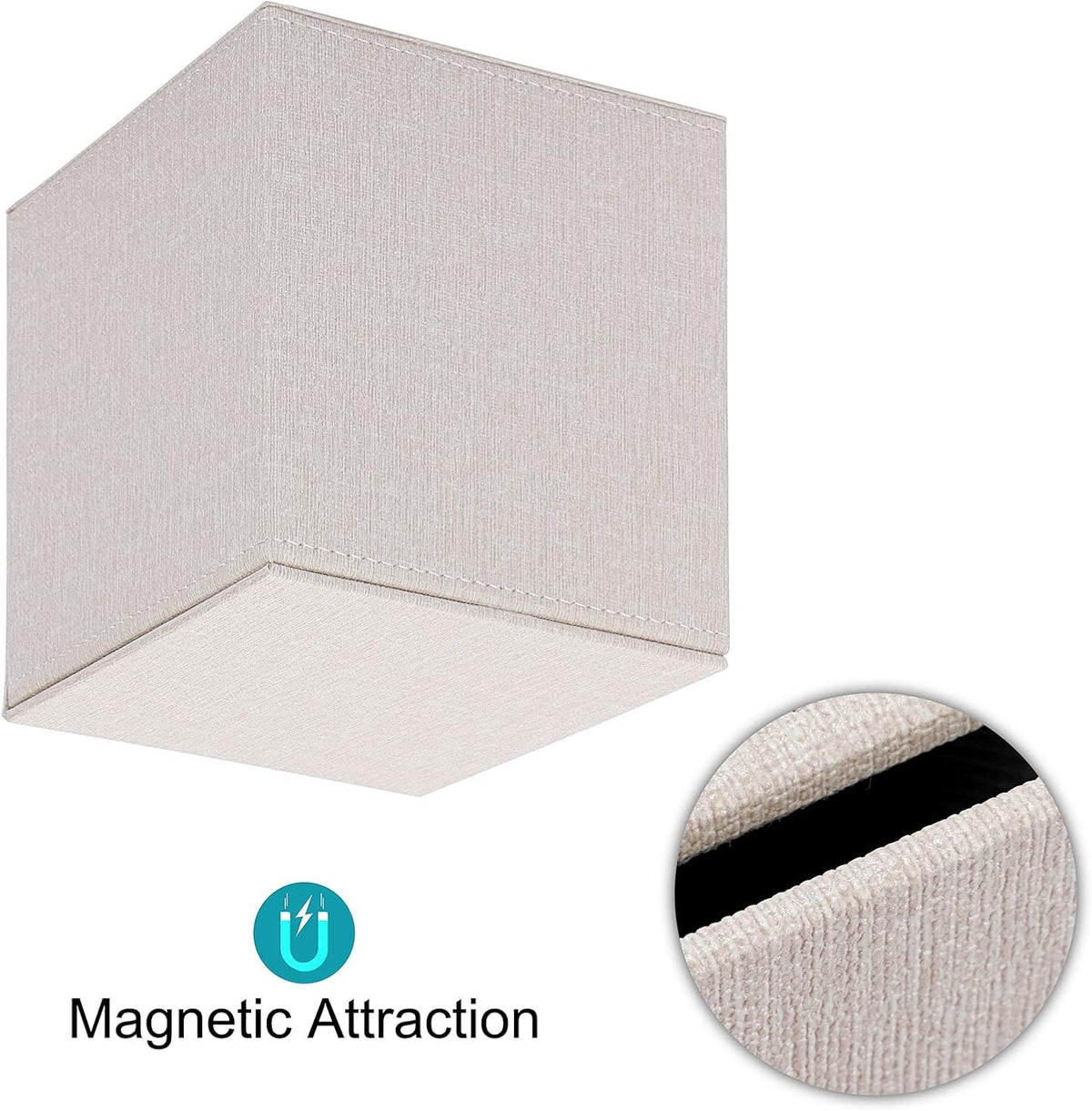 Sumnacon Square Linen Tissue Box Cover, Magnetic Bottom Tissue Box Holder