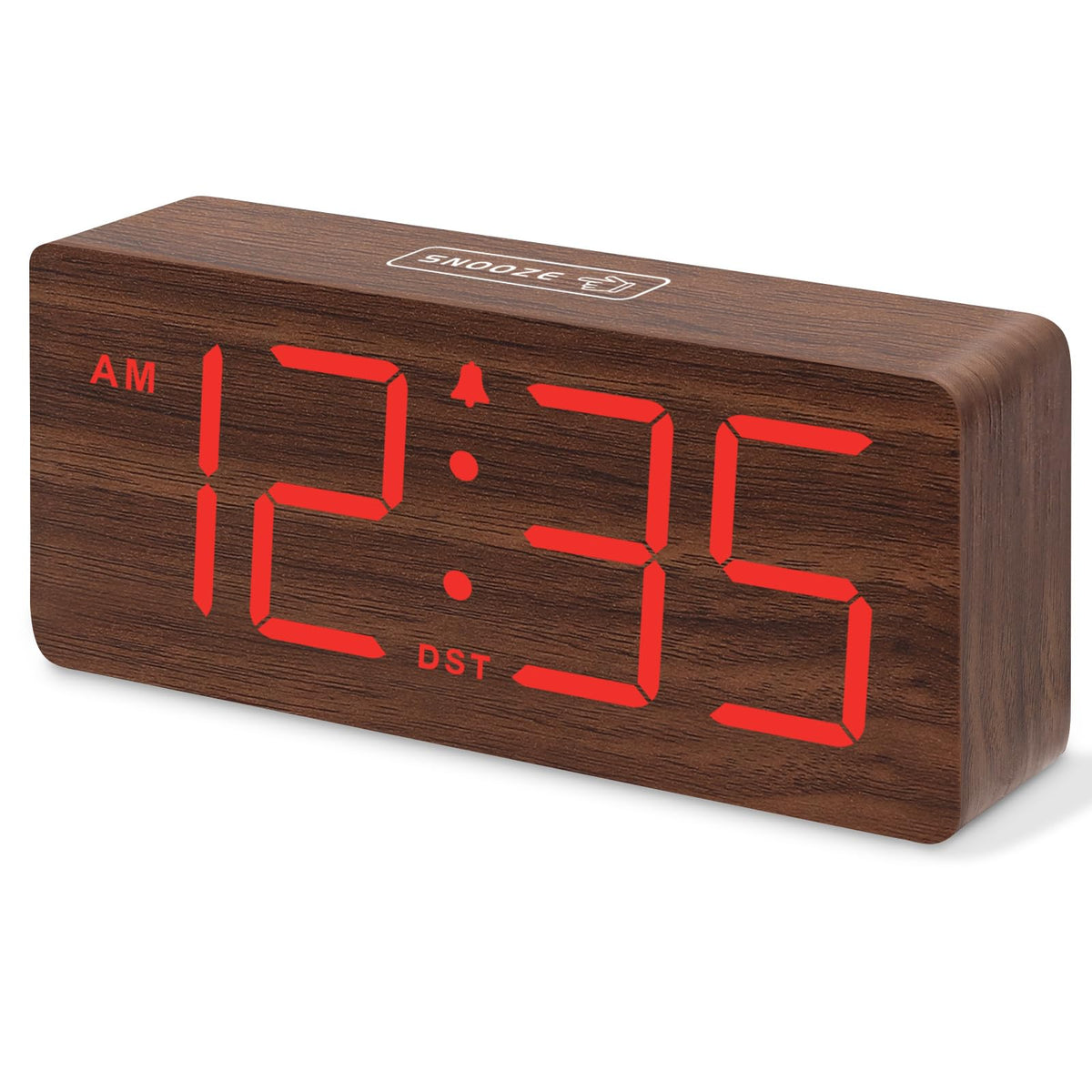 DreamSky Wooden Digital Alarm Clock for Bedroom with Large Numbers
