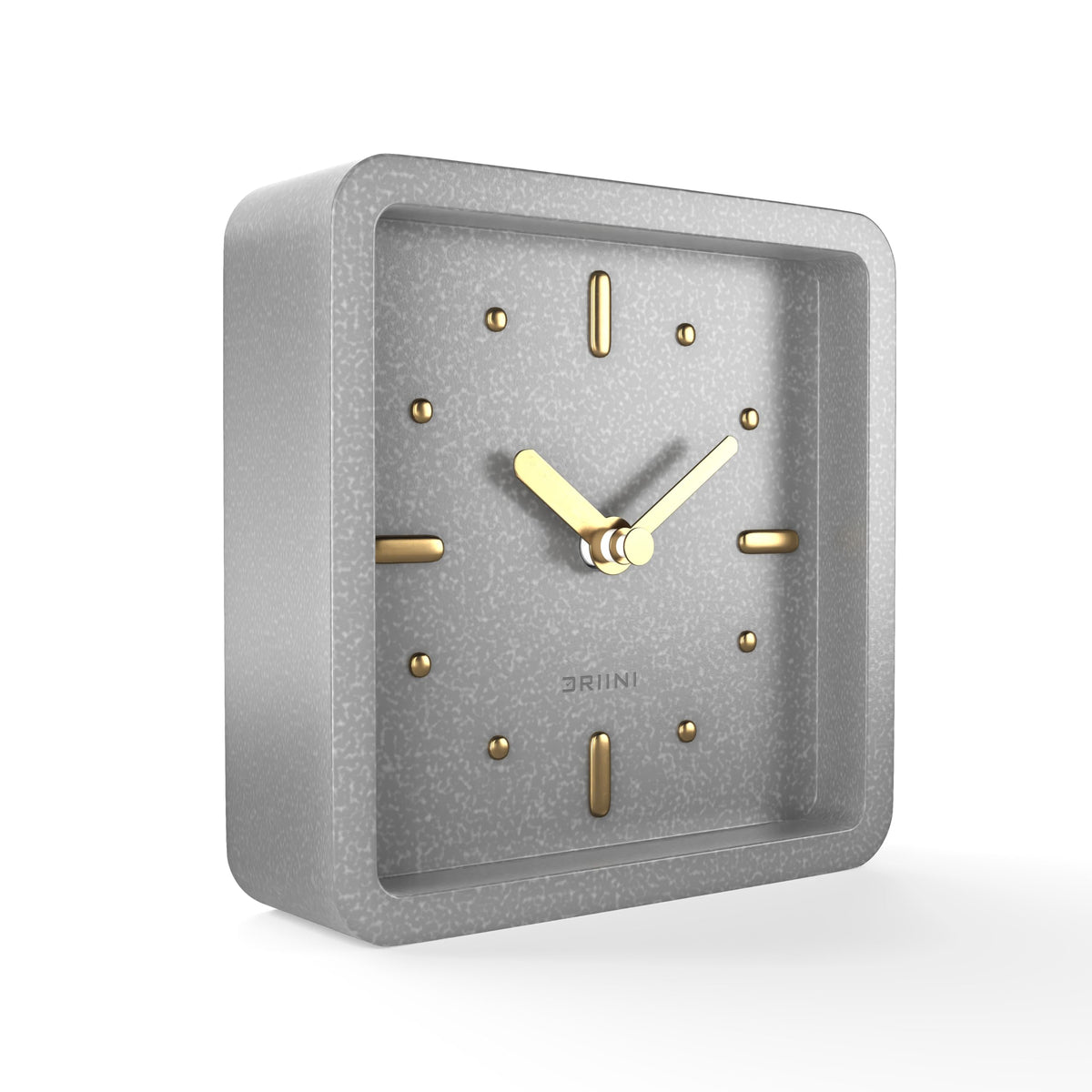 Driini Small Square Modern Desk Clock – Silent Analog, Black and Rose Gold