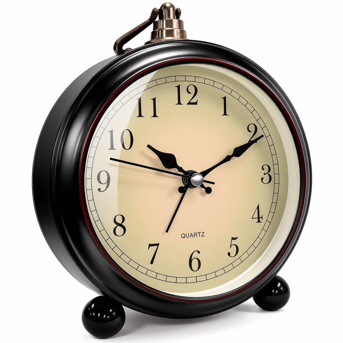 TooTa Vintage Retro Analog Alarm Clock, 4.5 inch Super Silent Non Ticking Small Clock with Night Light, Battery Operated, Simply Design, for Living Room, Bedroom, Bedside, Desk, Gift Clock (Arabic)