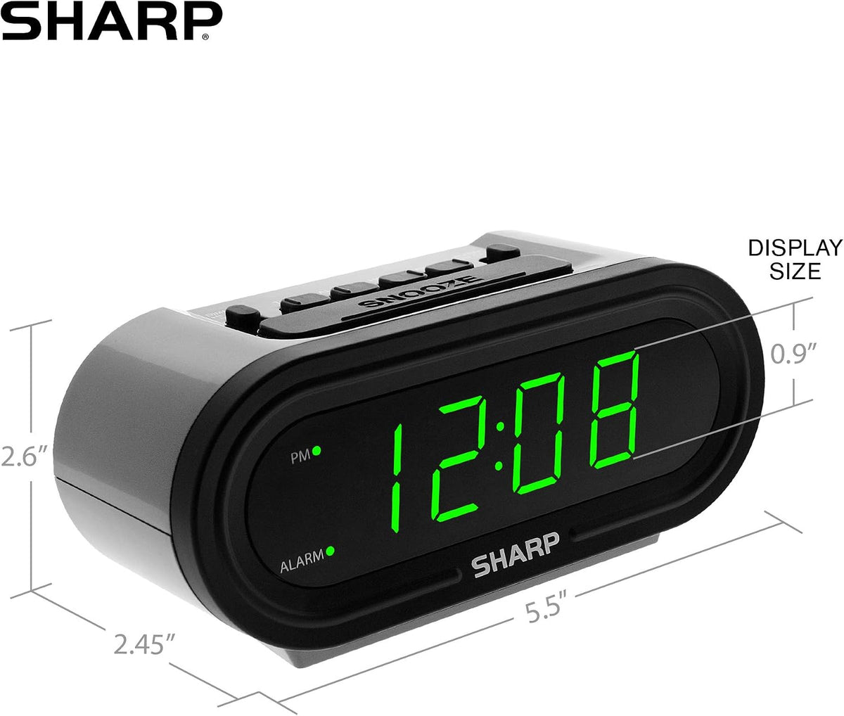 Sharp AccuSet Self-Setting Alarm Clock with Auto DST, Green LED