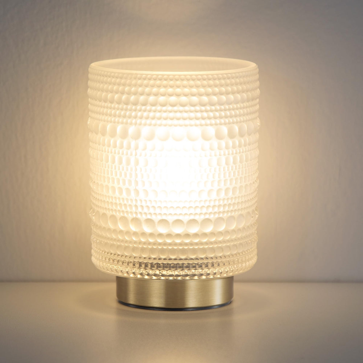 Battery Operated Lamp, Glass Cordless Table Lamp with Timer