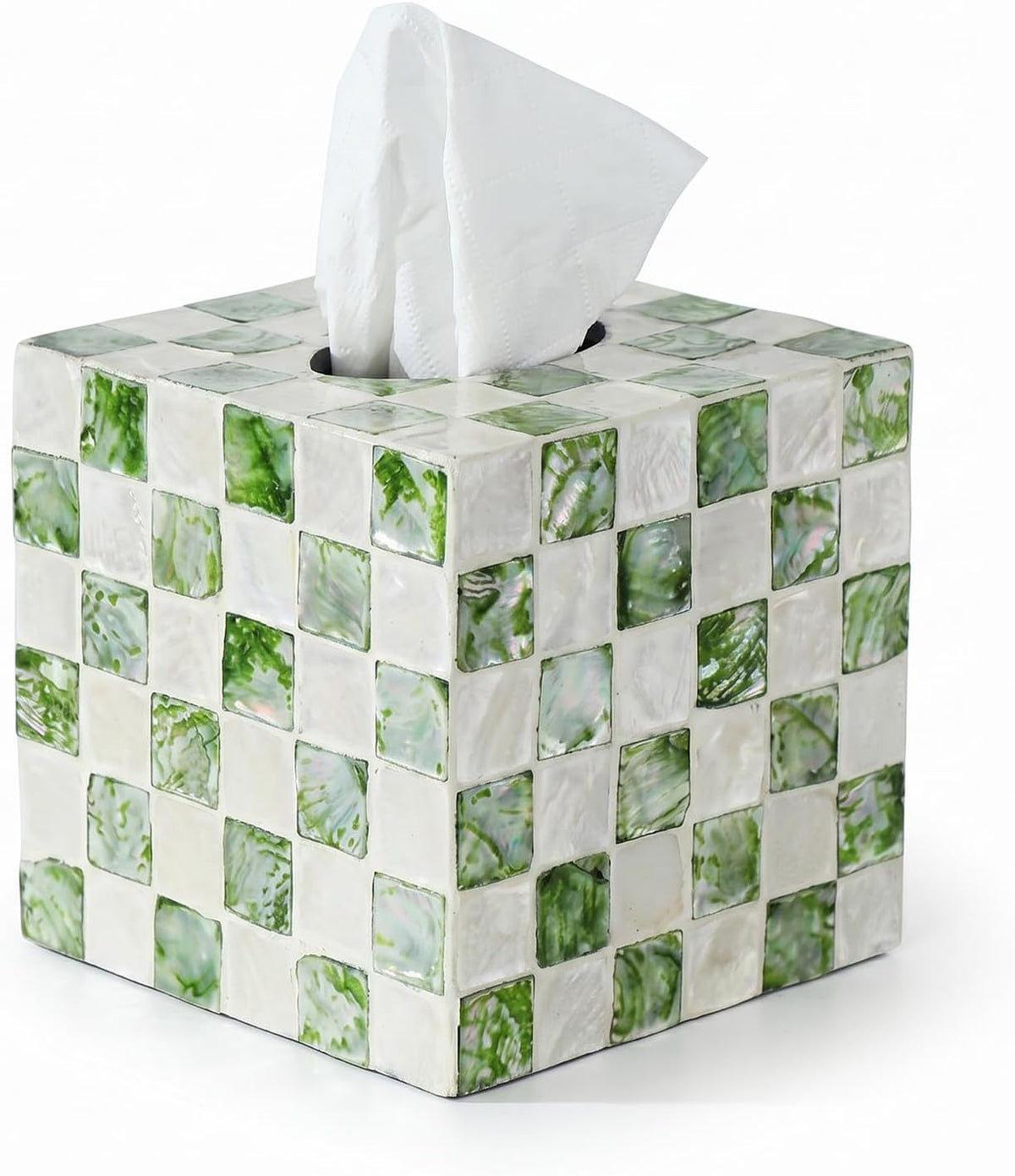Coeusy Capiz Shell Tissue Box Cover, Decorative Tissue Box Holder, 5.8''