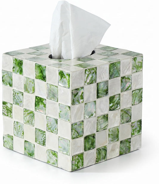 Coeusy Capiz Shell Tissue Box Cover, Decorative Tissue Box Holder, 5.8''