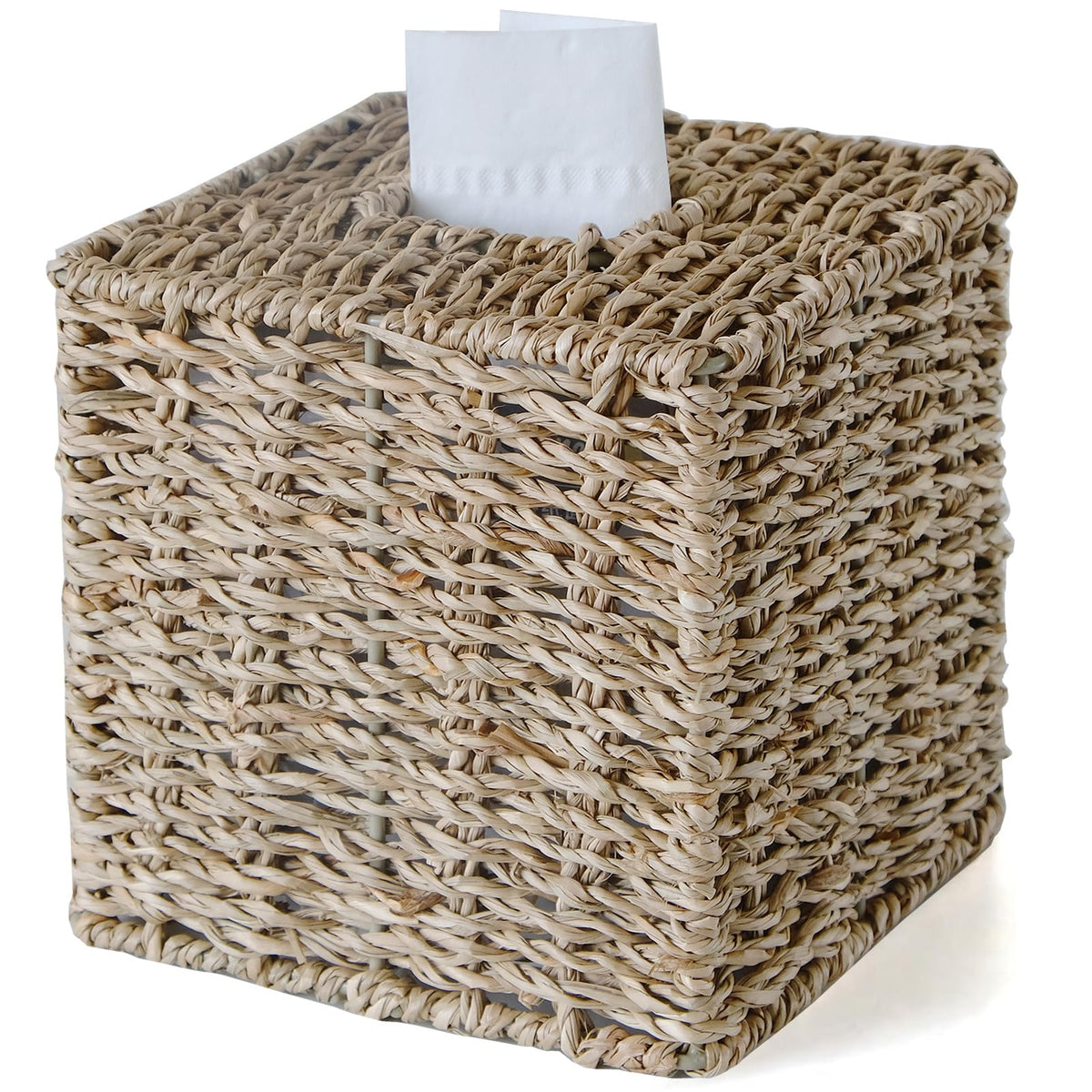 Wicker Tissue Box Cover Square, Handwoven Facial Tissue Napkin Box Holder