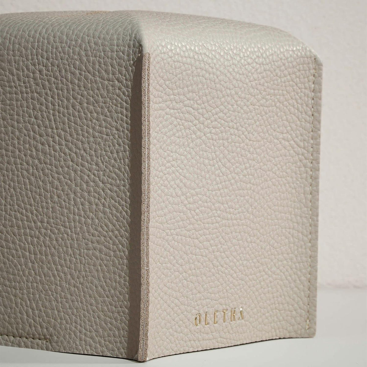 OLETHA Square Tissue Box Cover, Aesthetic Desk Decor, Light Taupe