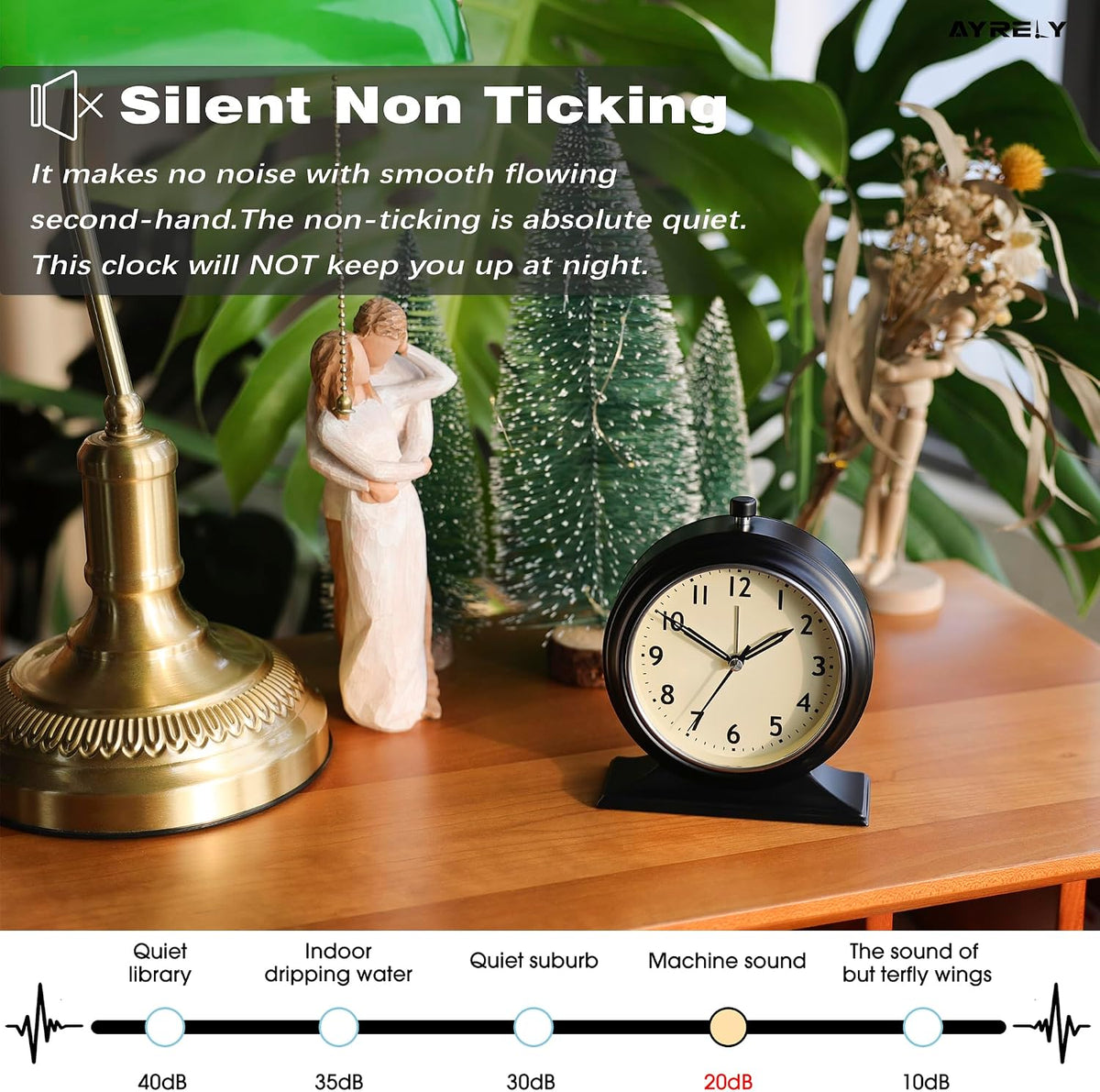 AYRELY® 5.5" Vintage Metal Alarm Clock, Desk and Table Clock for Shelf