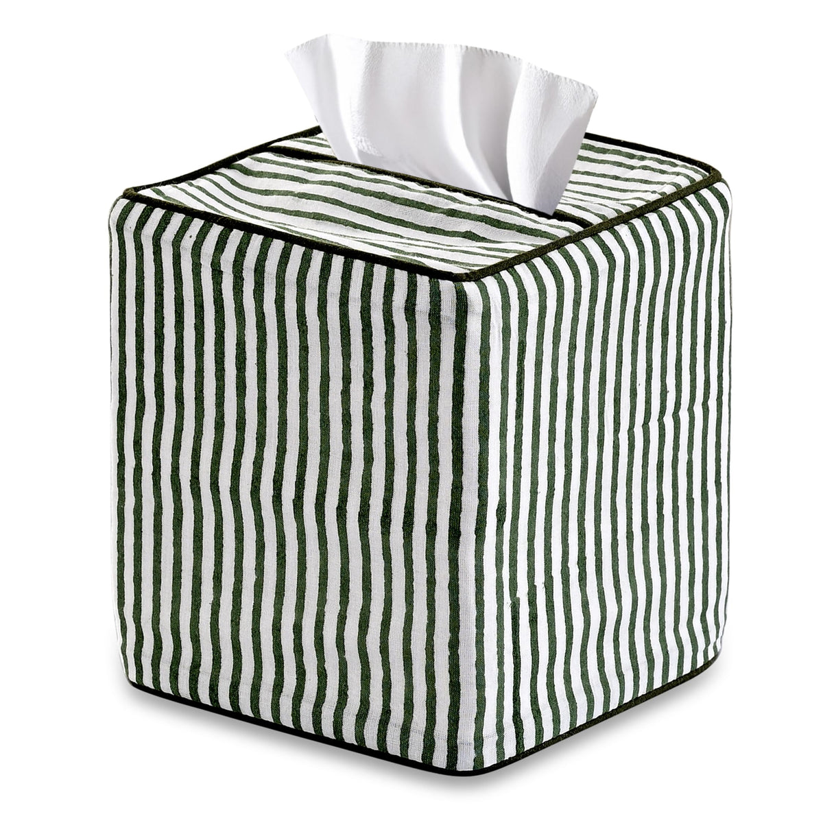 Ridhi Block Print 100% Cotton Square Tissue Box Cover Basil Green