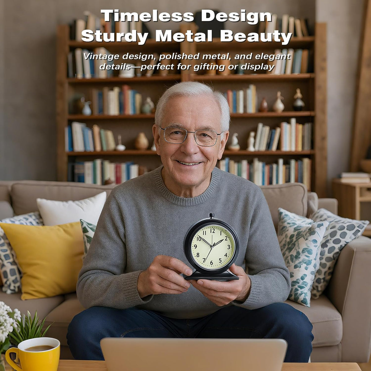 AYRELY® 5.5" Vintage Metal Alarm Clock, Desk and Table Clock for Shelf