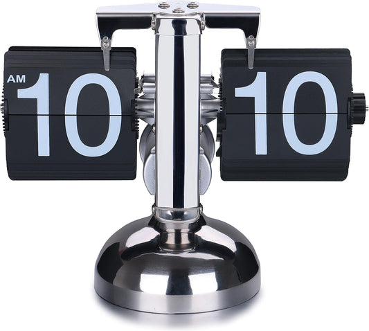 WoneNice Desk Clock, Retro Digital Flip Down Clock, Black