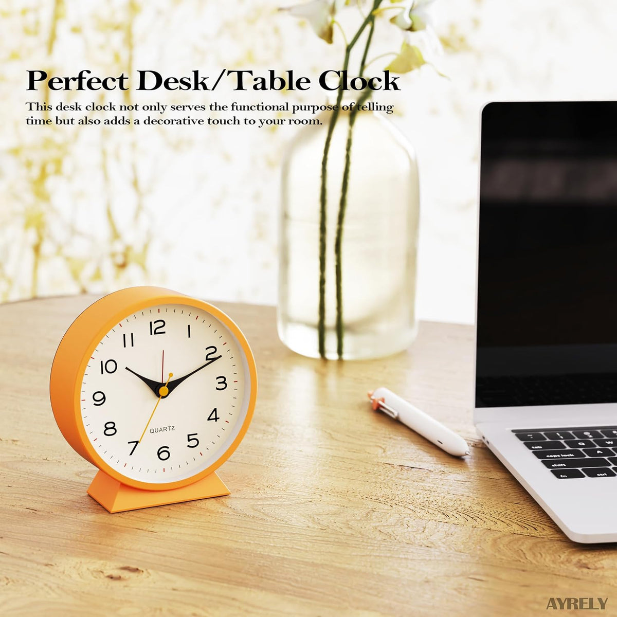 AYRELY® 4.5" Analog Alarm Clock, Small Retro Desk Clock and Table Clock