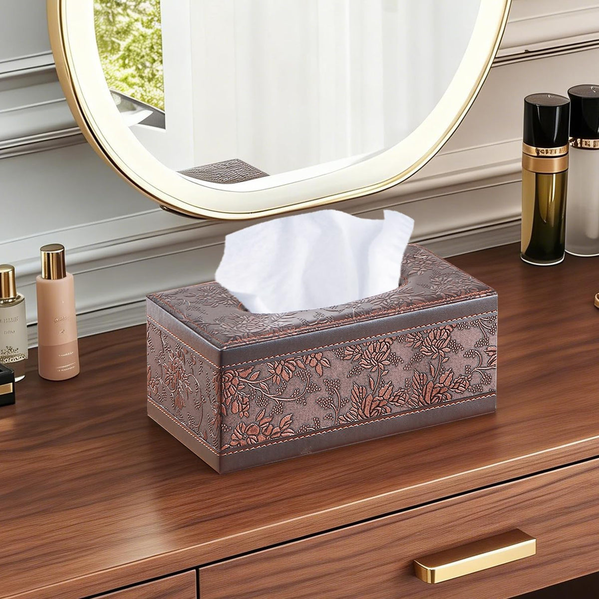Retro Tissue Box Cover Rectangle,Aesthetic Facial Tissue Cube Box Holder