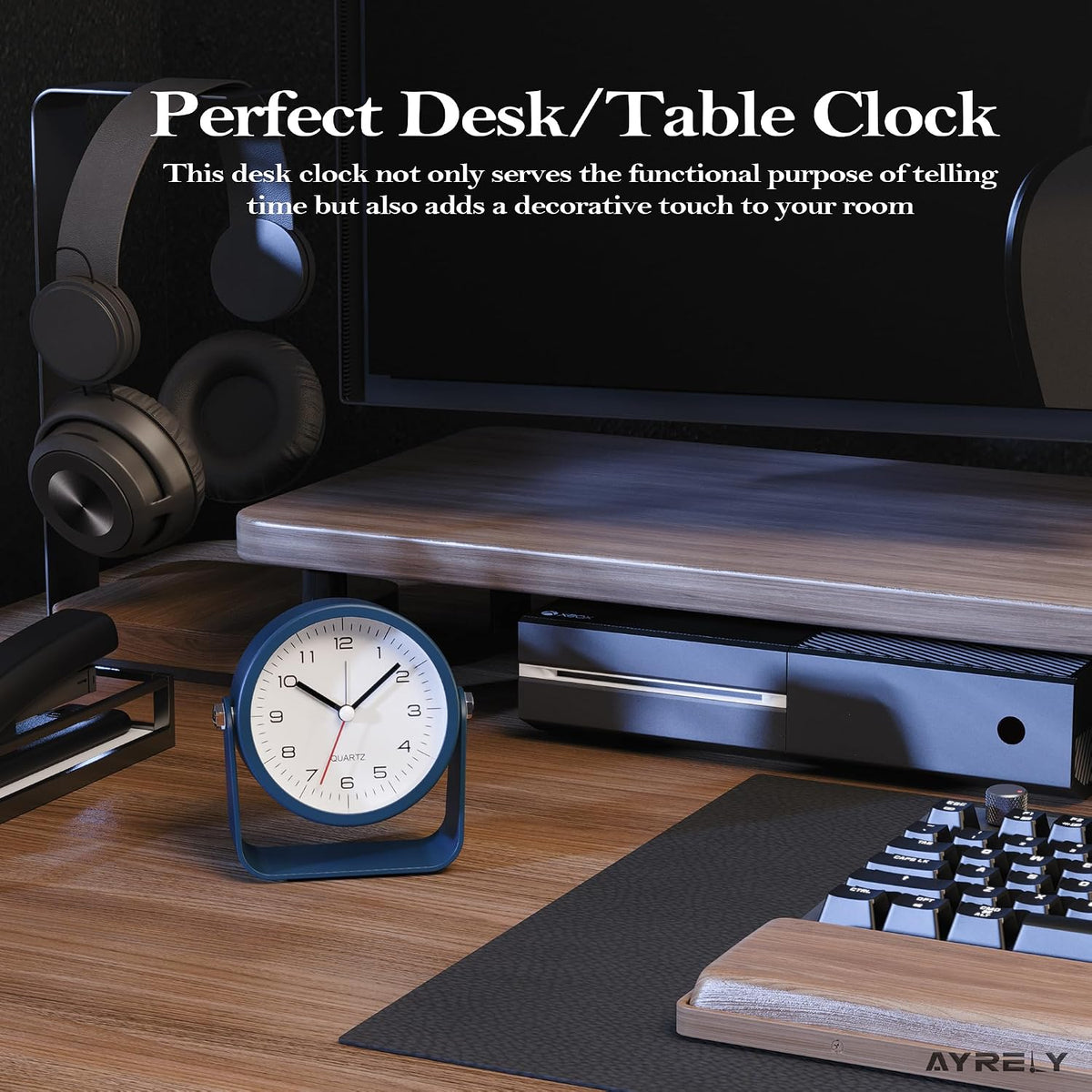AYRELY® 3.5" Small Analog Travel Alarm Clock, Battery Operated Desk Clock