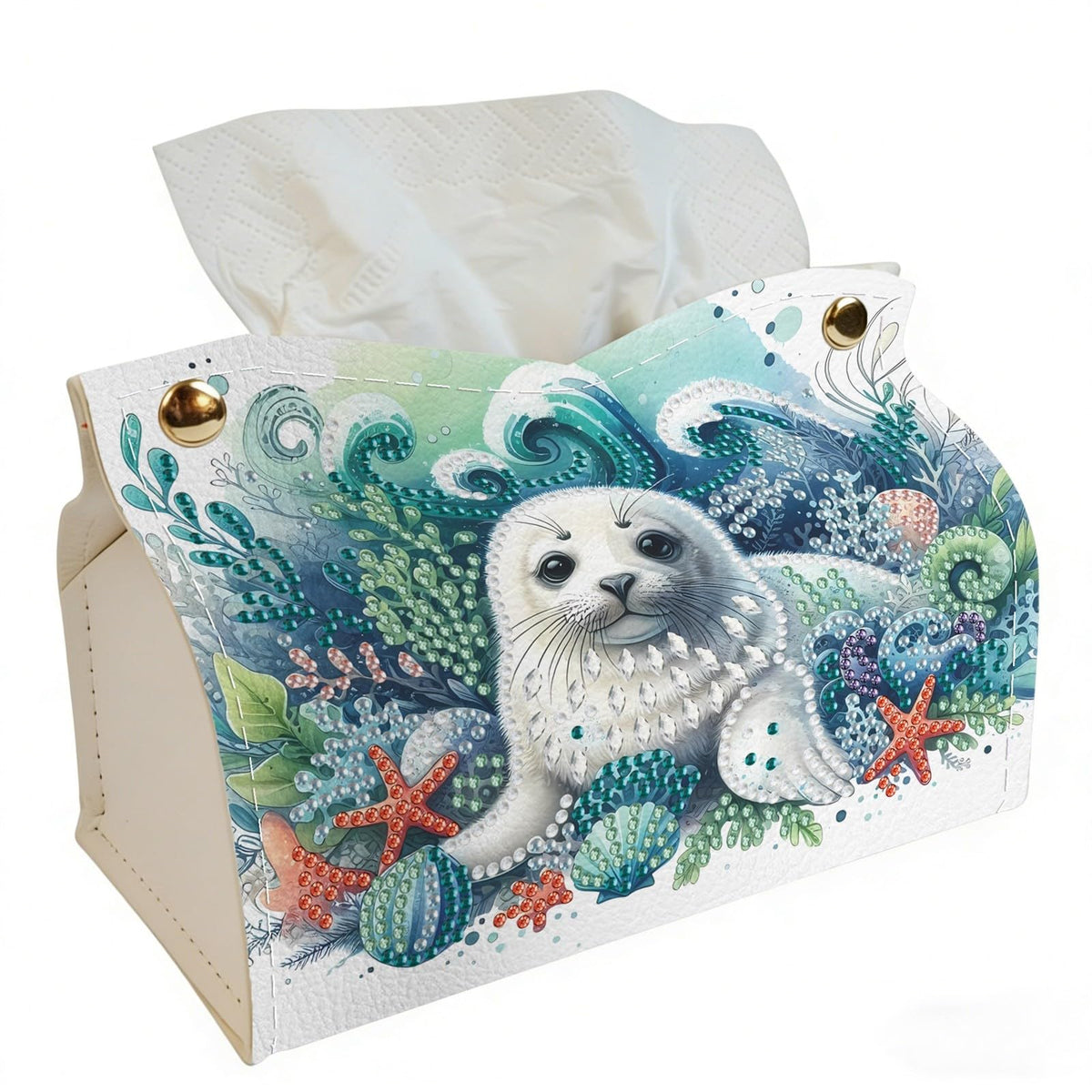 DoxQcs DIY Diamond Art Painting PU Leather Tissue Box Cover Holder