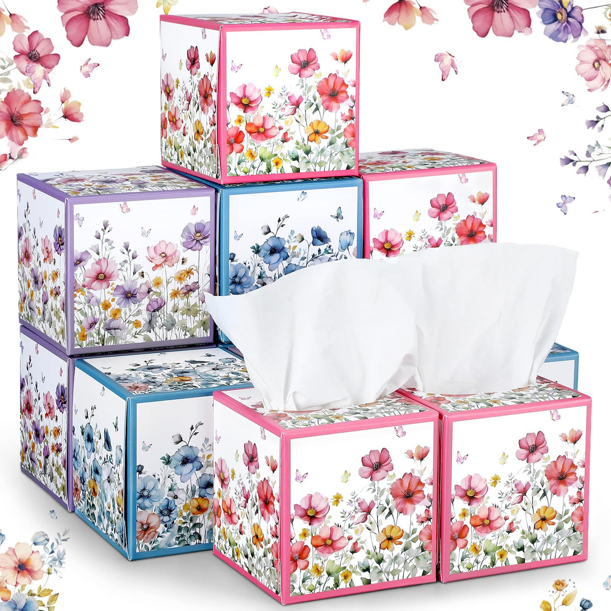 Fourluoo 12 Pack Fruit Facial Tissues Cube Face Boxes 600 Sheets 3 Ply