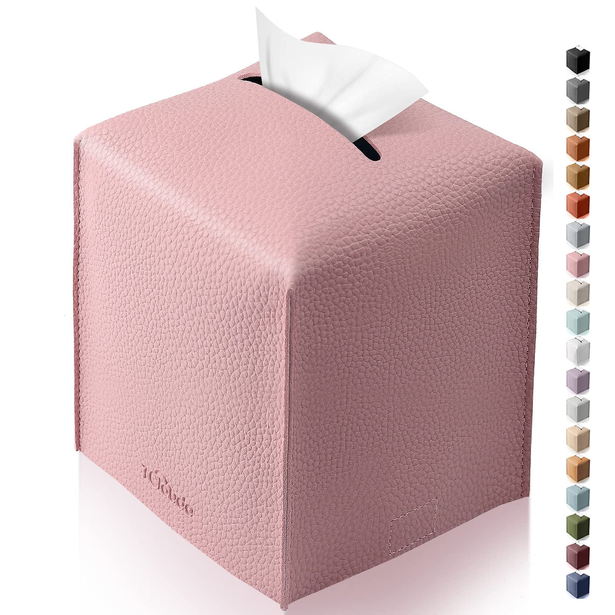 Tissue Box Cover for PU Leather, Modern Simple Solid Color Holder Square Tissue Bag, Ideal for Bathrooms,Office,Car,Outdoor Tent,Dining Table,5"X5"X5", Single Cocoa Brown