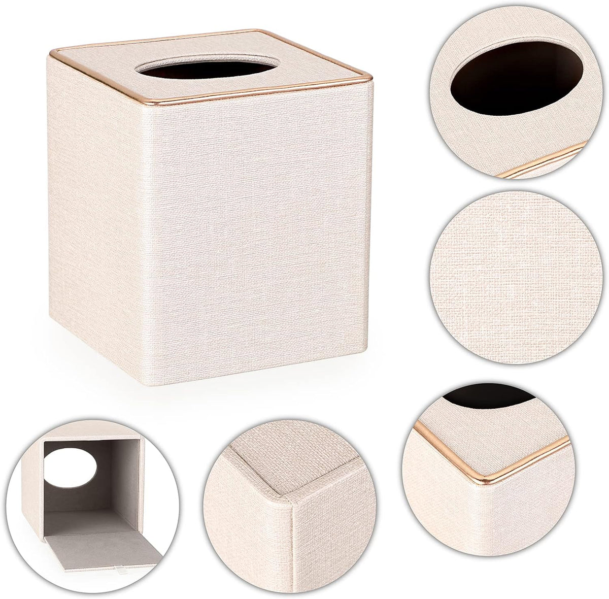 Sumnacon Square Linen Tissue Box Cover,Magnetic Bottom Tissue Box Holder