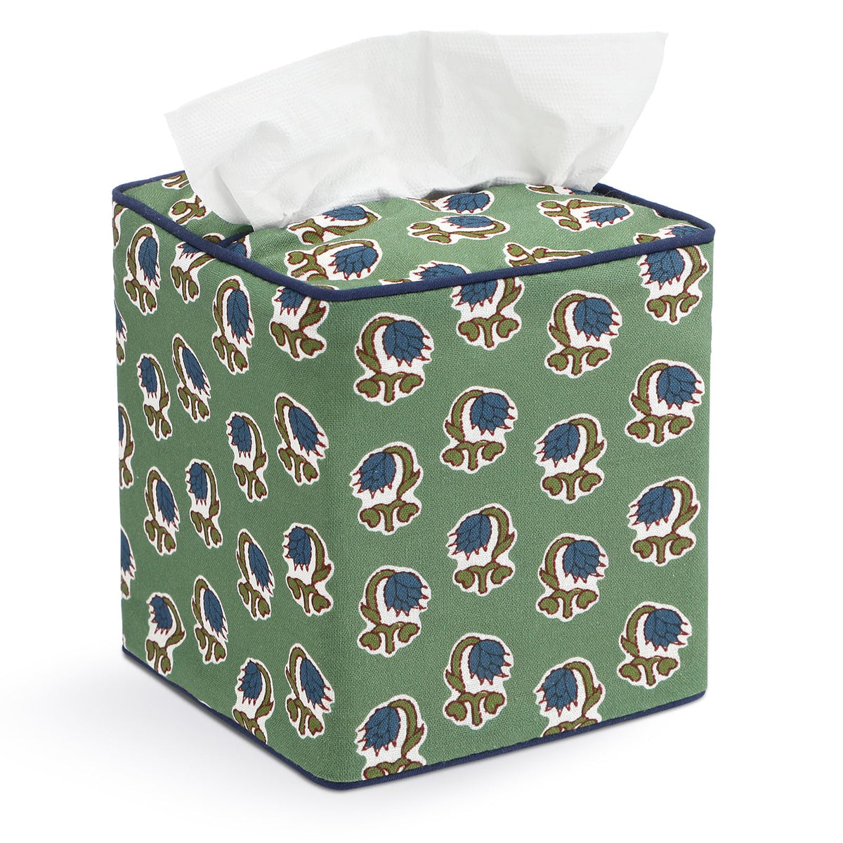 Mimorou Fabric Tissue Box Cover Floral Print Tissue Box, Blue