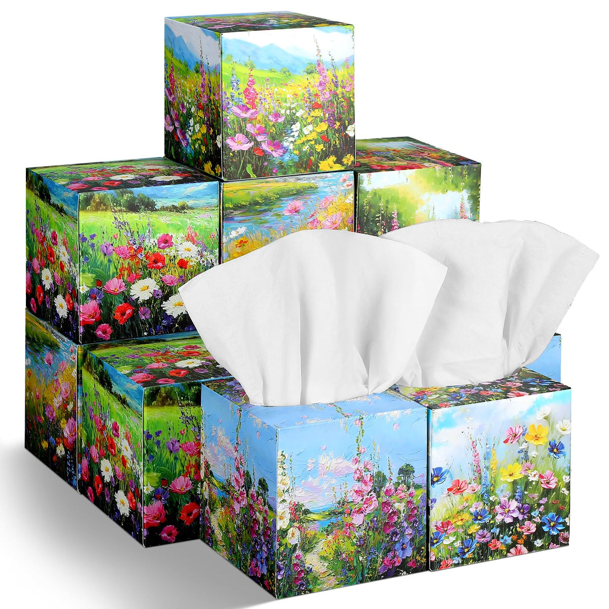 Fourluoo 12 Pack Fruit Facial Tissues Cube Face Boxes 600 Sheets 3 Ply
