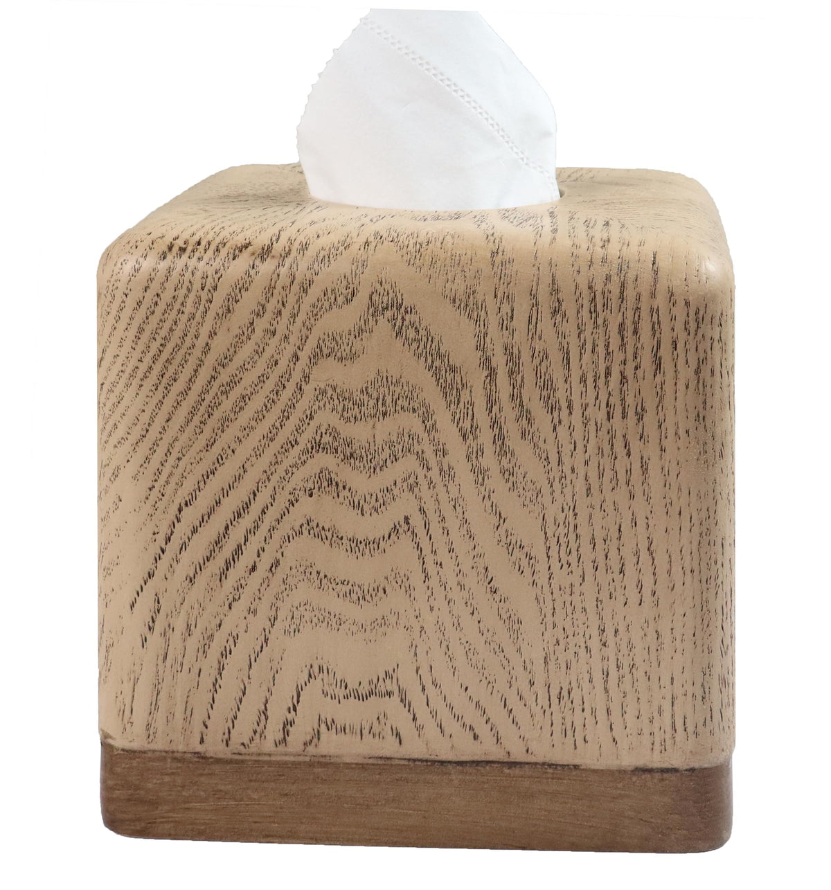 Hymmah Tray Tissue Box Cover Holder Unique Cube Design Tissue Dispenser Cover Decor for Vanity Counter Tops Also Great for Bedroom and Living Room White